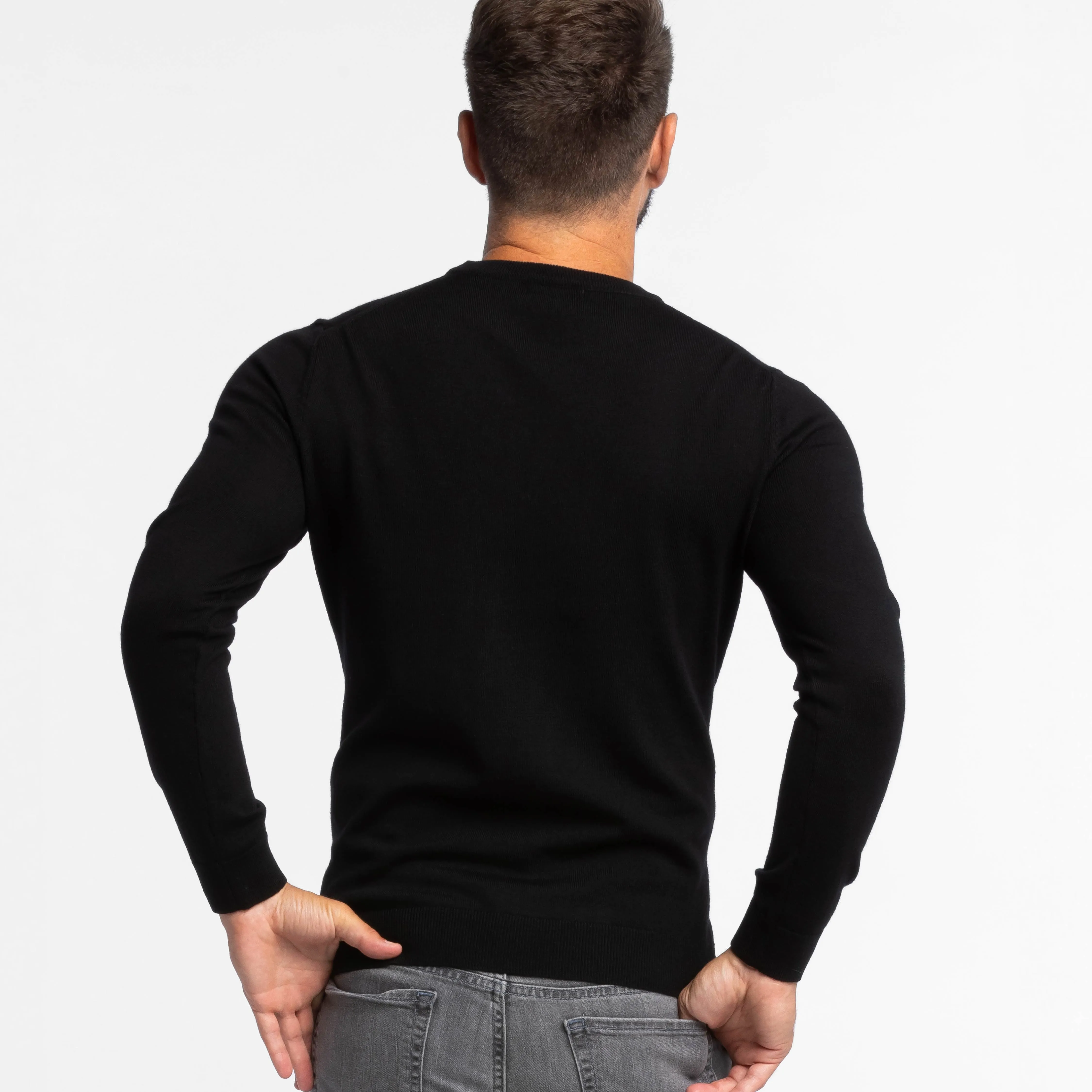 Black Merino Crew Neck Sweater sold by Ash & Erie product image thumbnail 3