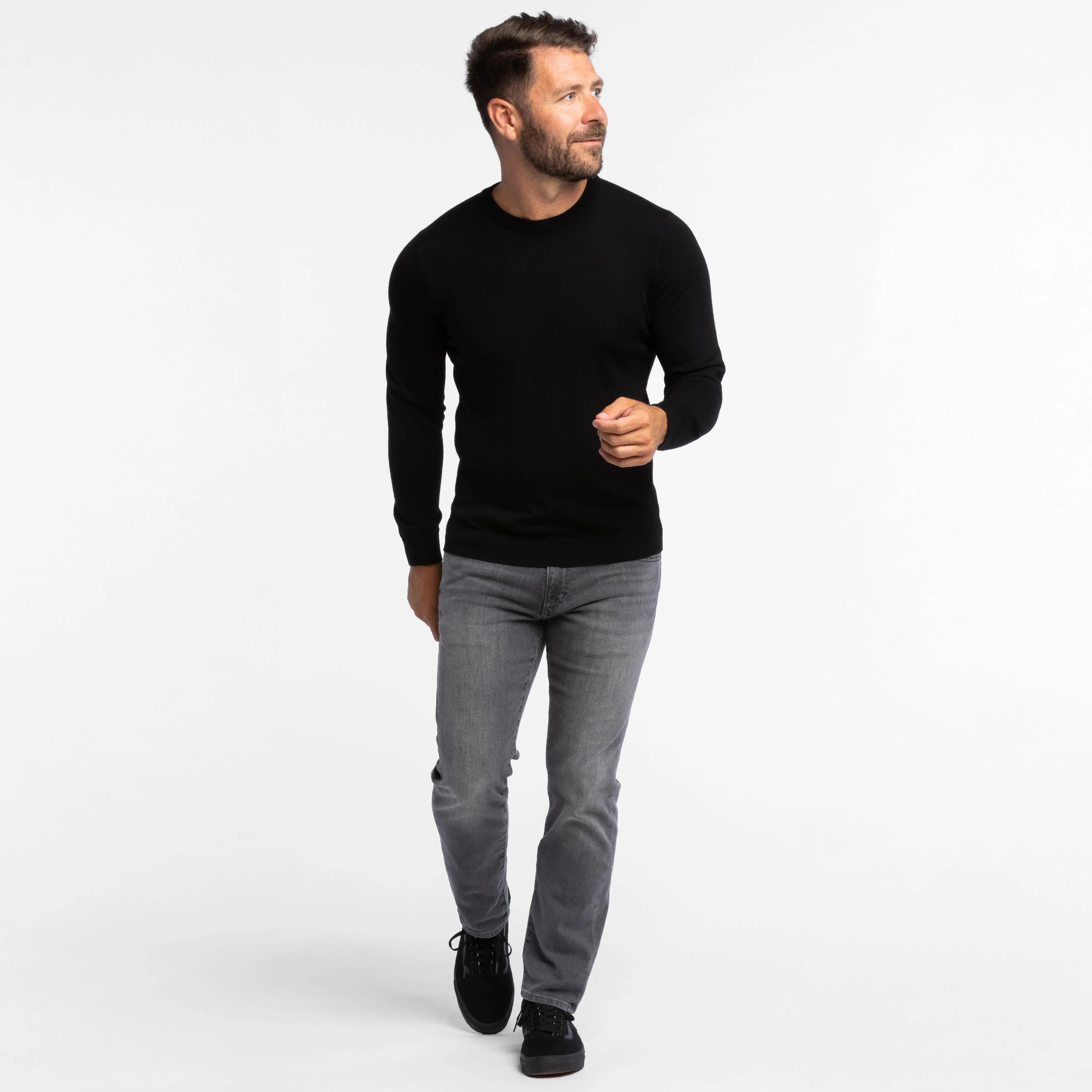 Black Merino Crew Neck Sweater sold by Ash & Erie product image thumbnail 2