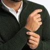 Dark Green Waffle Knit Quarter-Zip Sweater sold by Ash & Erie