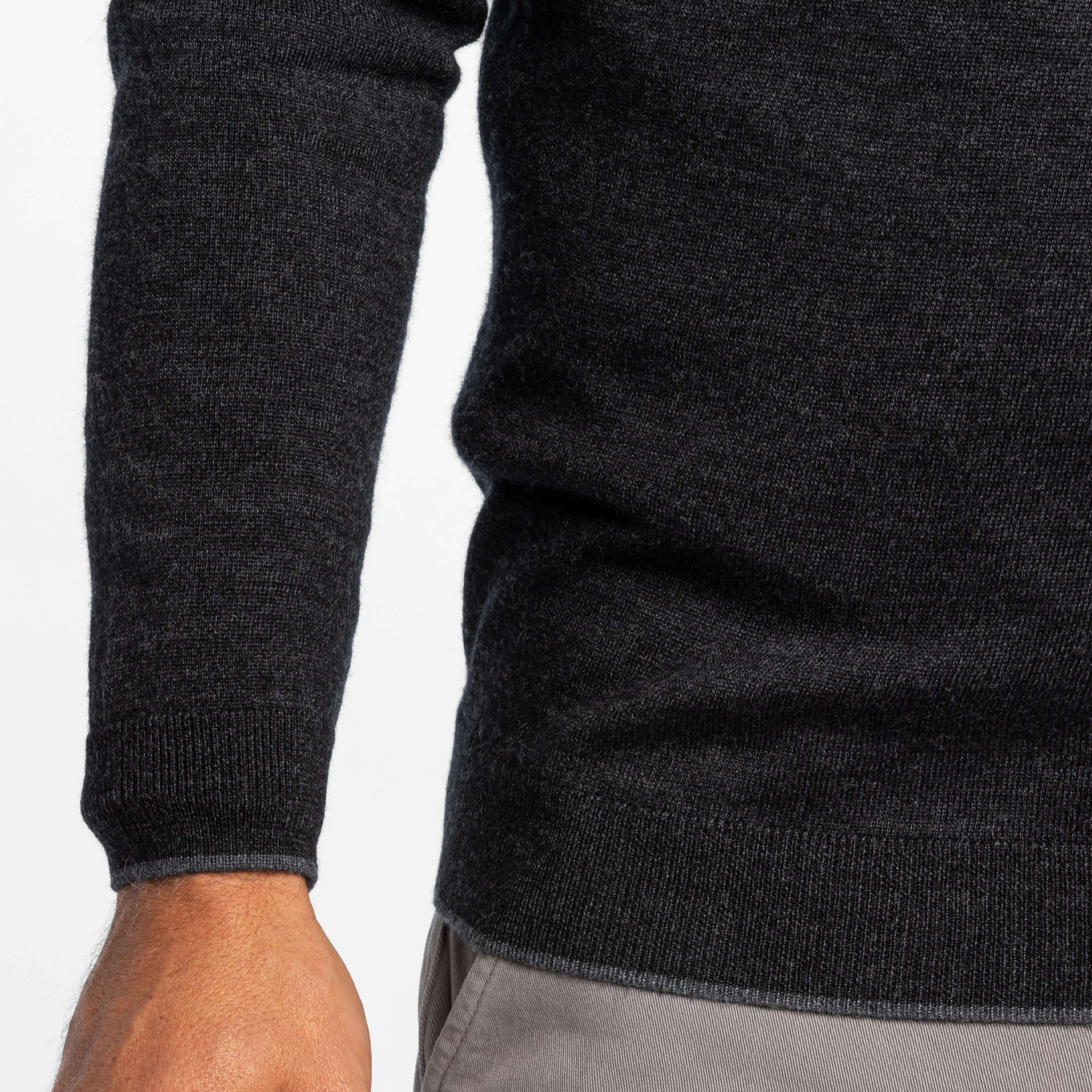 Heather Black Merino Quarter-Zip Sweater sold by Ash & Erie product image thumbnail 5
