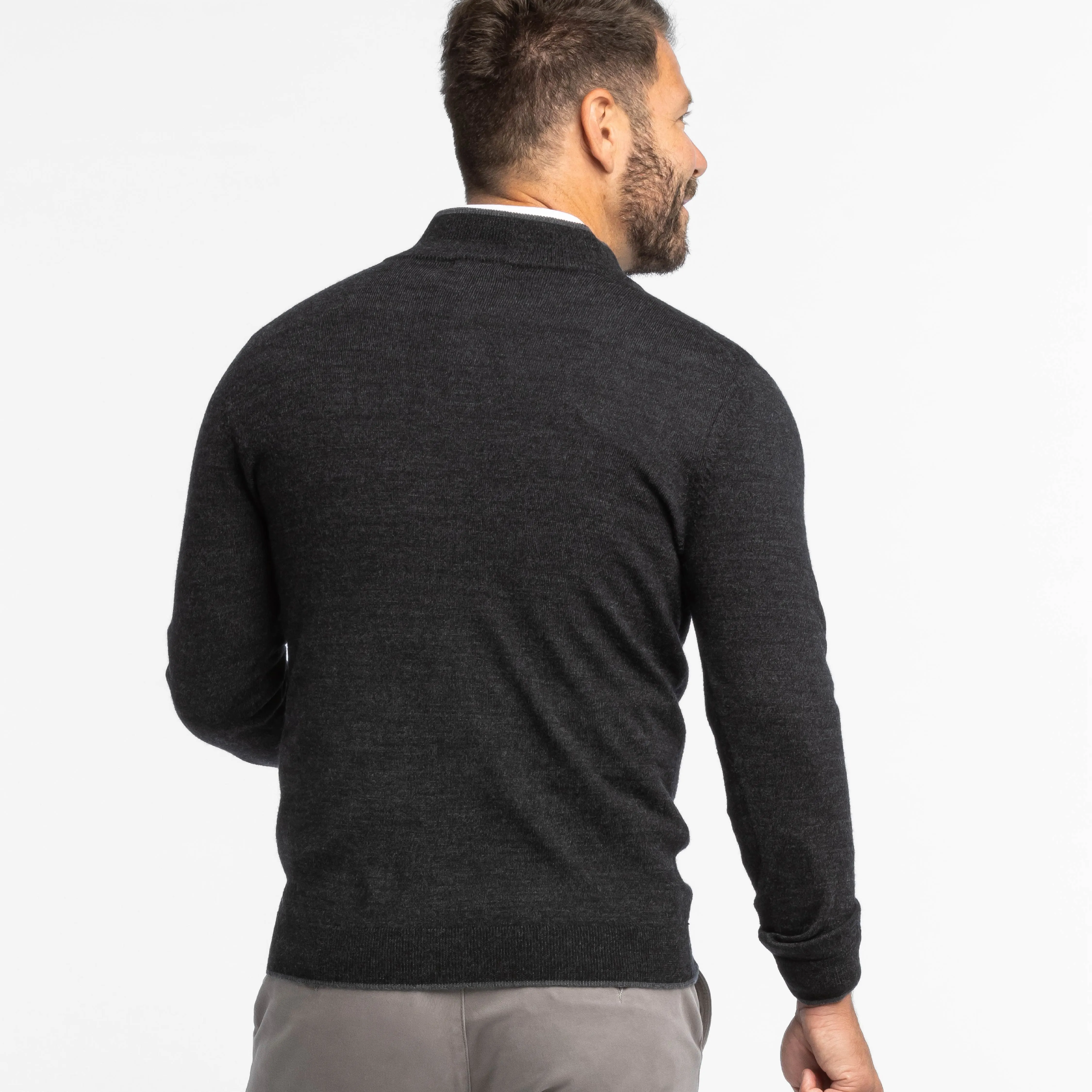 Heather Black Merino Quarter-Zip Sweater sold by Ash & Erie product image thumbnail 3