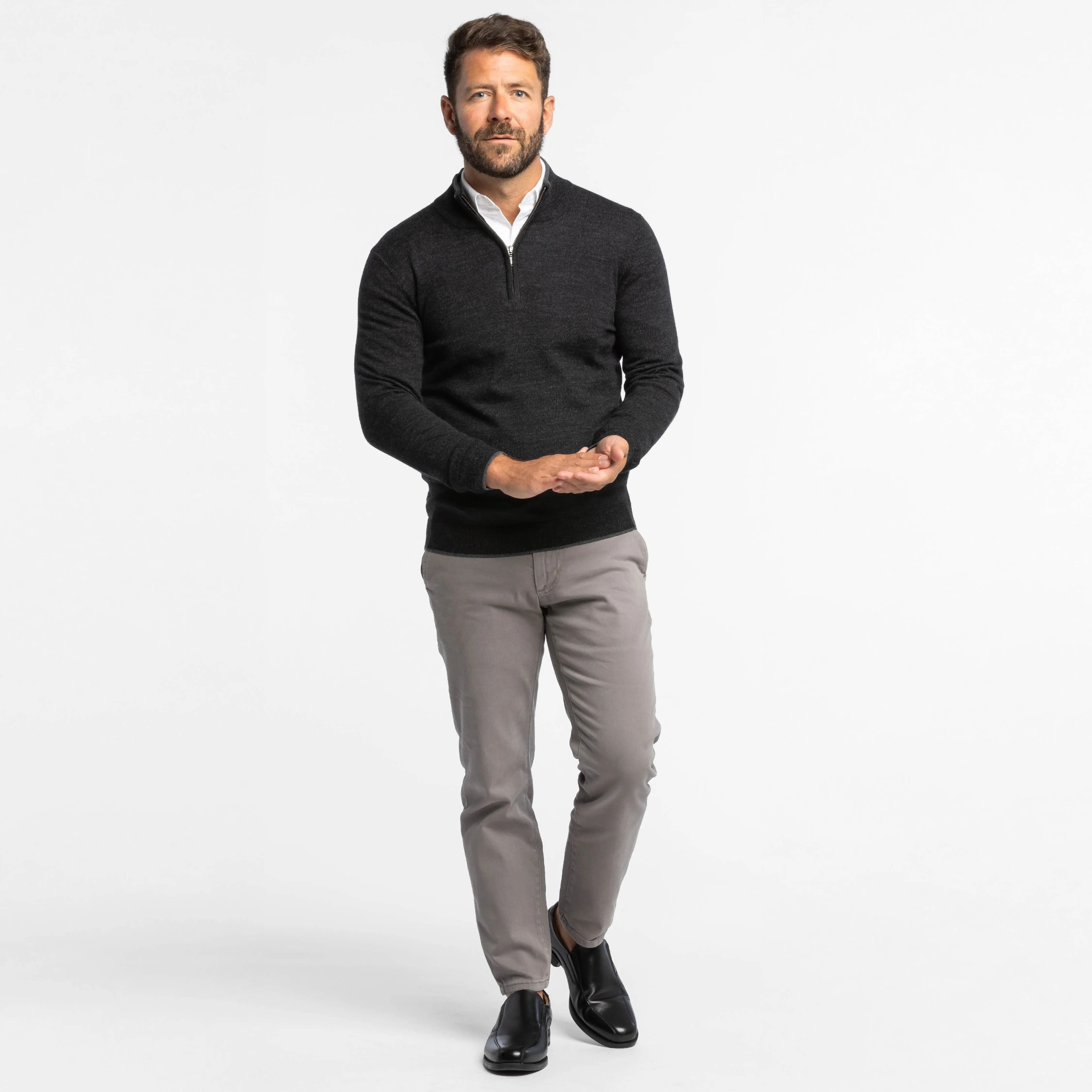 Heather Black Merino Quarter-Zip Sweater sold by Ash & Erie product image thumbnail 2