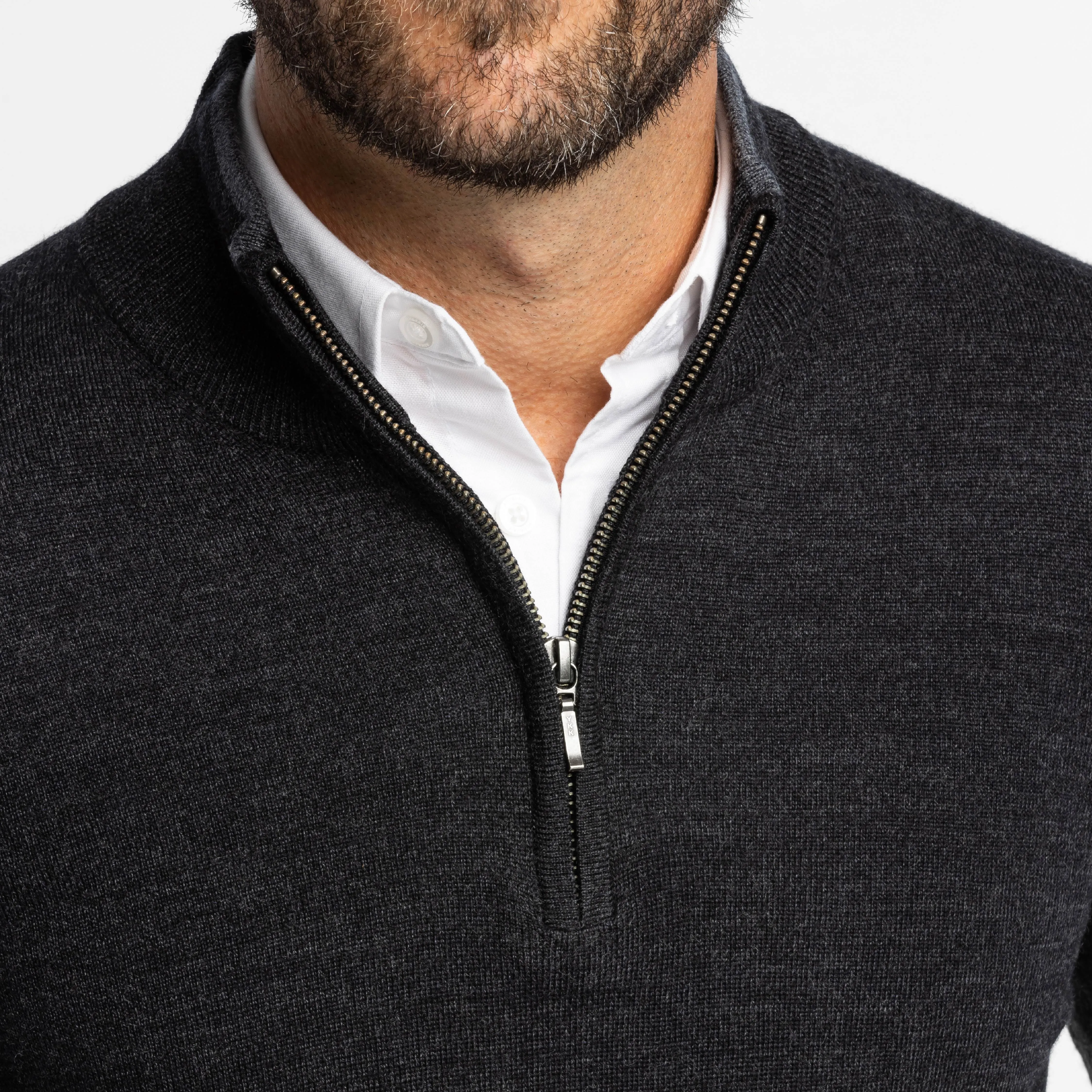 Heather Black Merino Quarter-Zip Sweater sold by Ash & Erie product image thumbnail 4