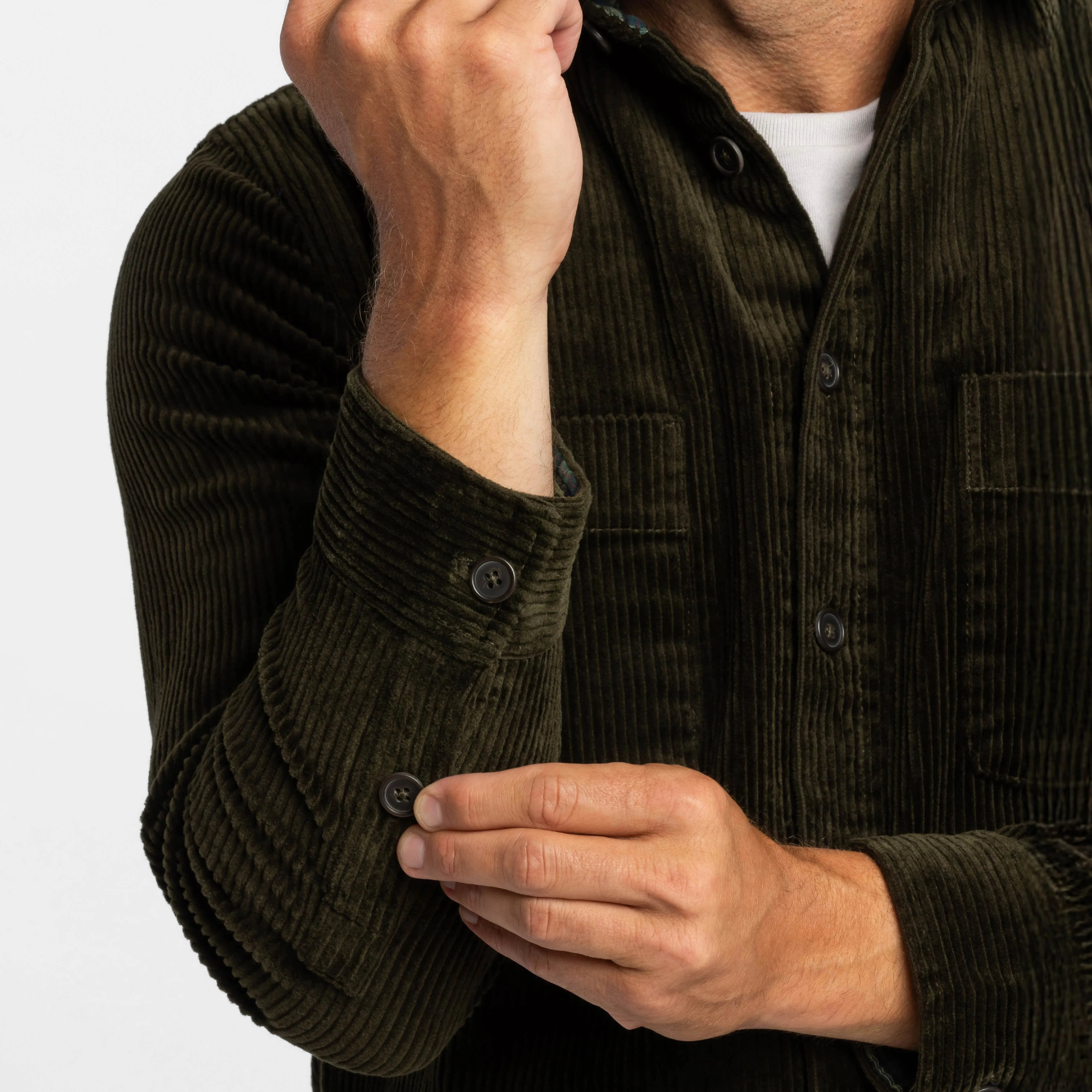 Dark Green Corduroy Overshirt sold by Ash & Erie product image thumbnail 4