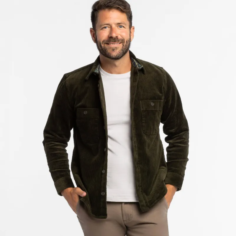 Dark Green Corduroy Overshirt sold by Ash & Erie