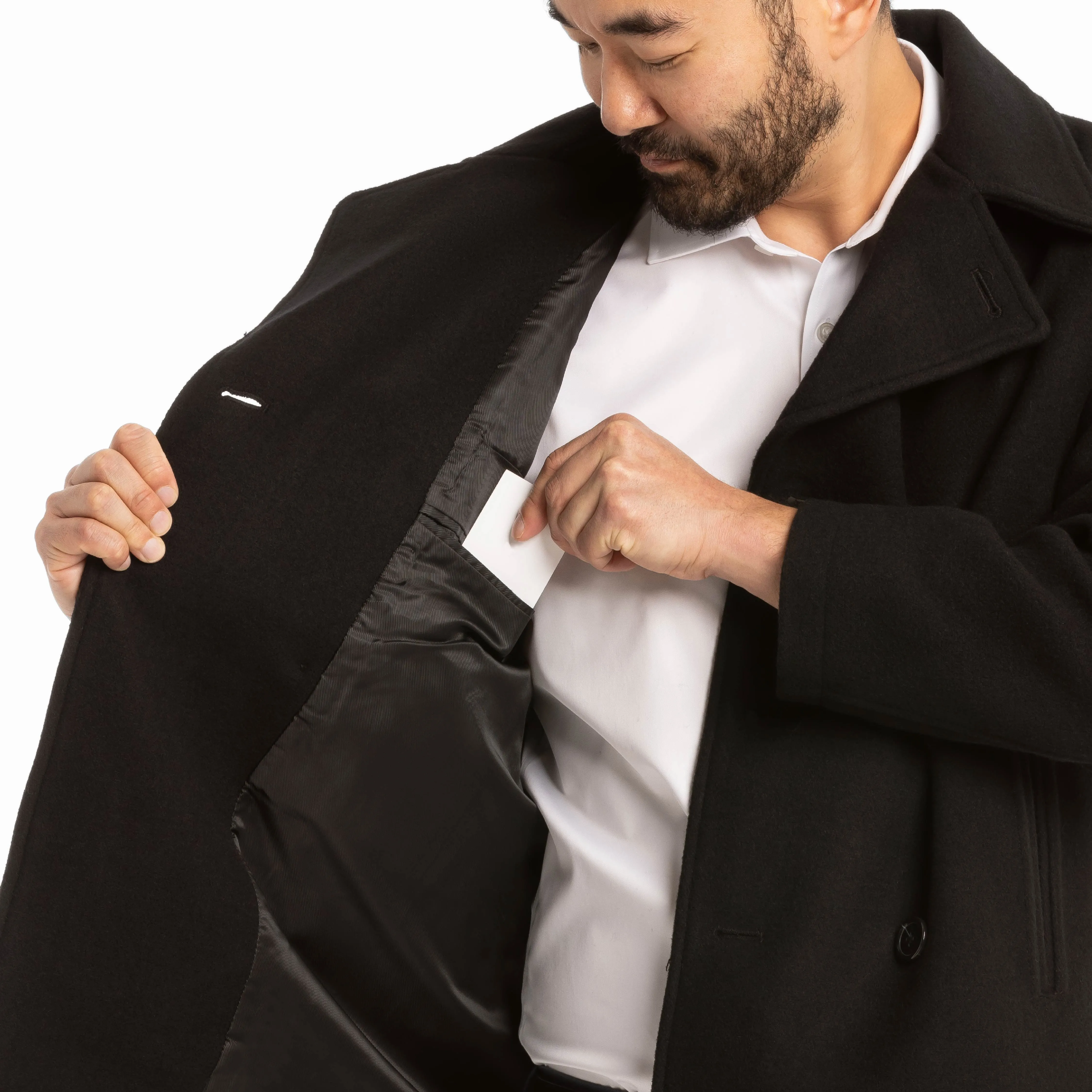 Black Double-Breasted Peacoat sold by Ash & Erie product image thumbnail 4