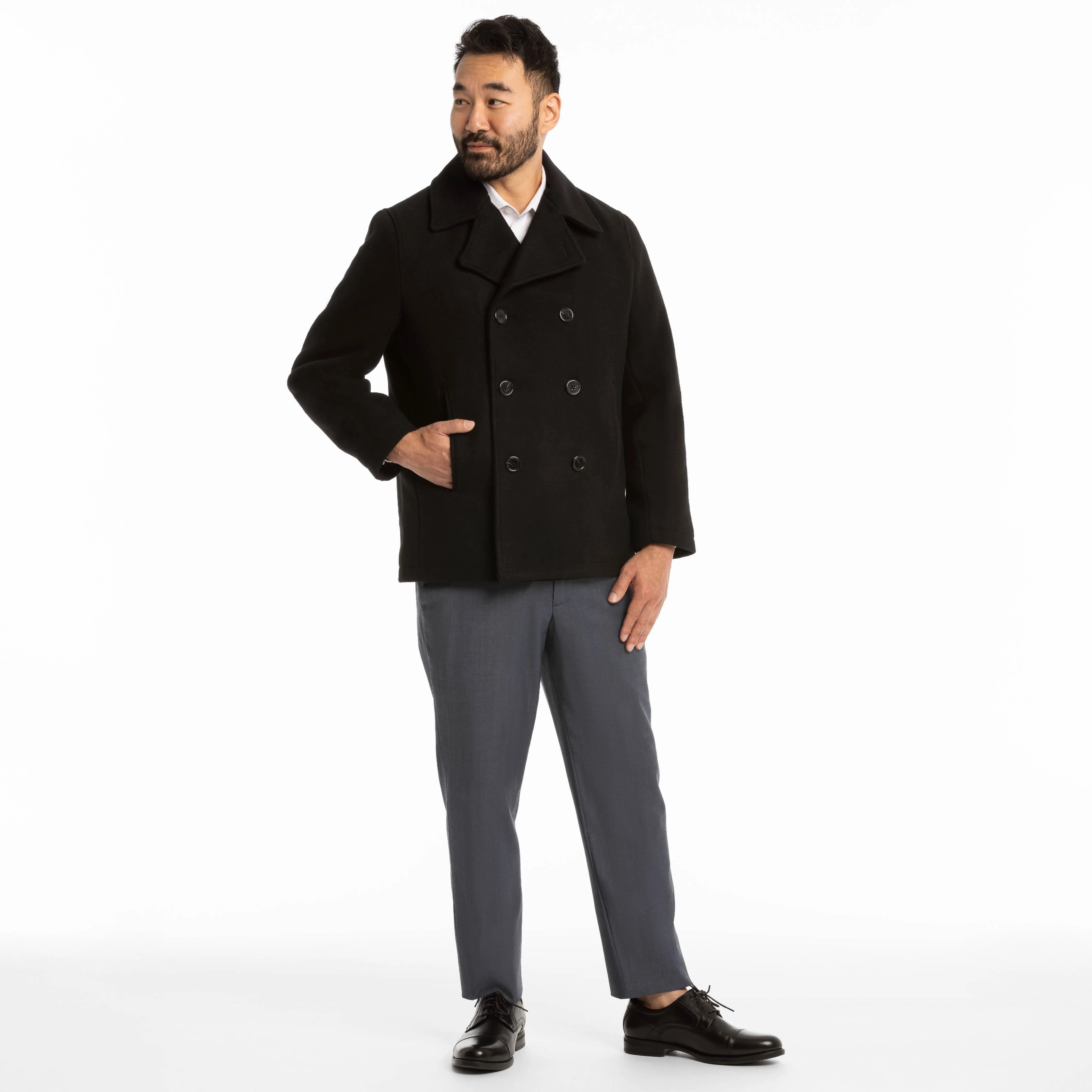 Black Double-Breasted Peacoat sold by Ash & Erie product image thumbnail 2