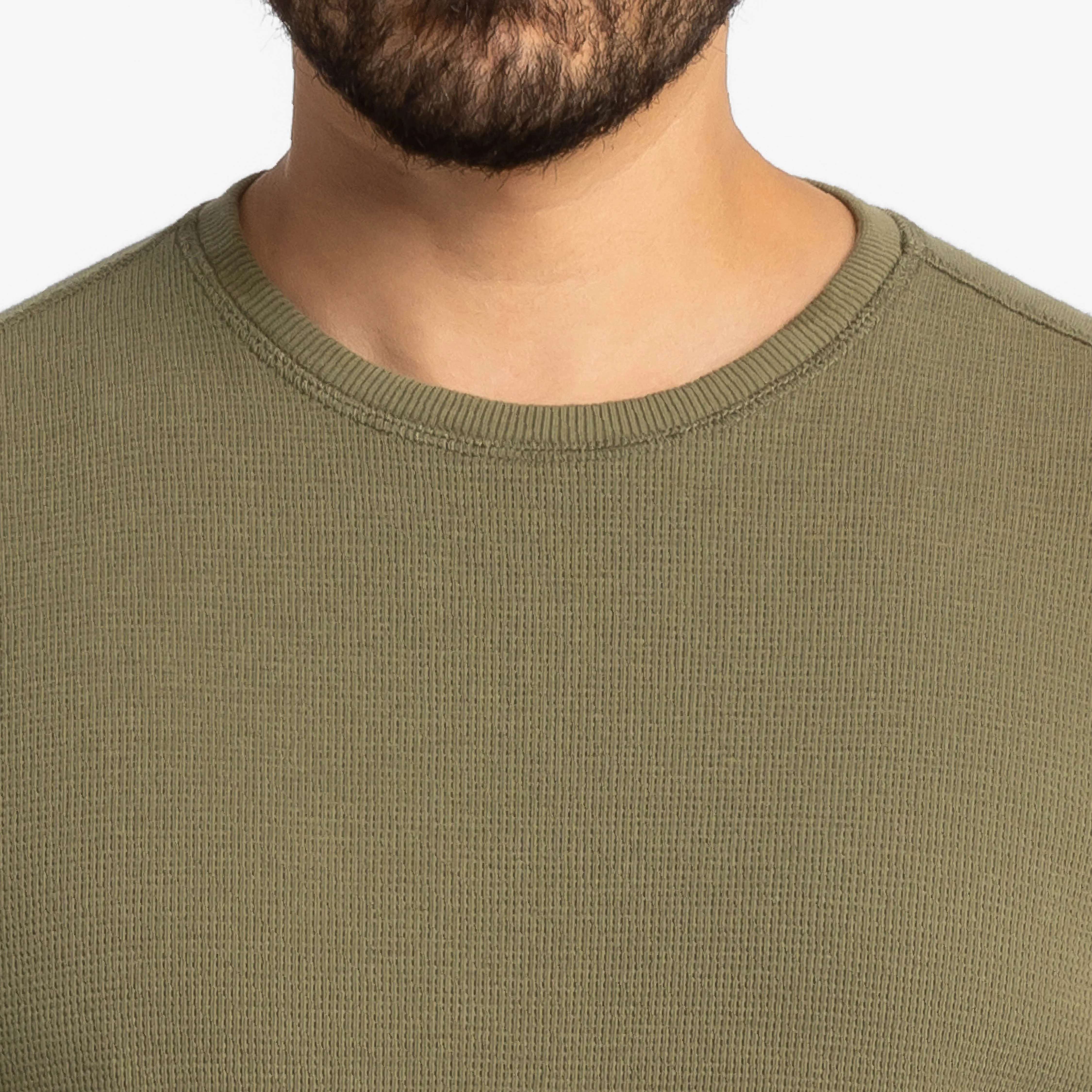 Olive Waffle Long Sleeve Crew Neck Tee sold by Ash & Erie product image thumbnail 5