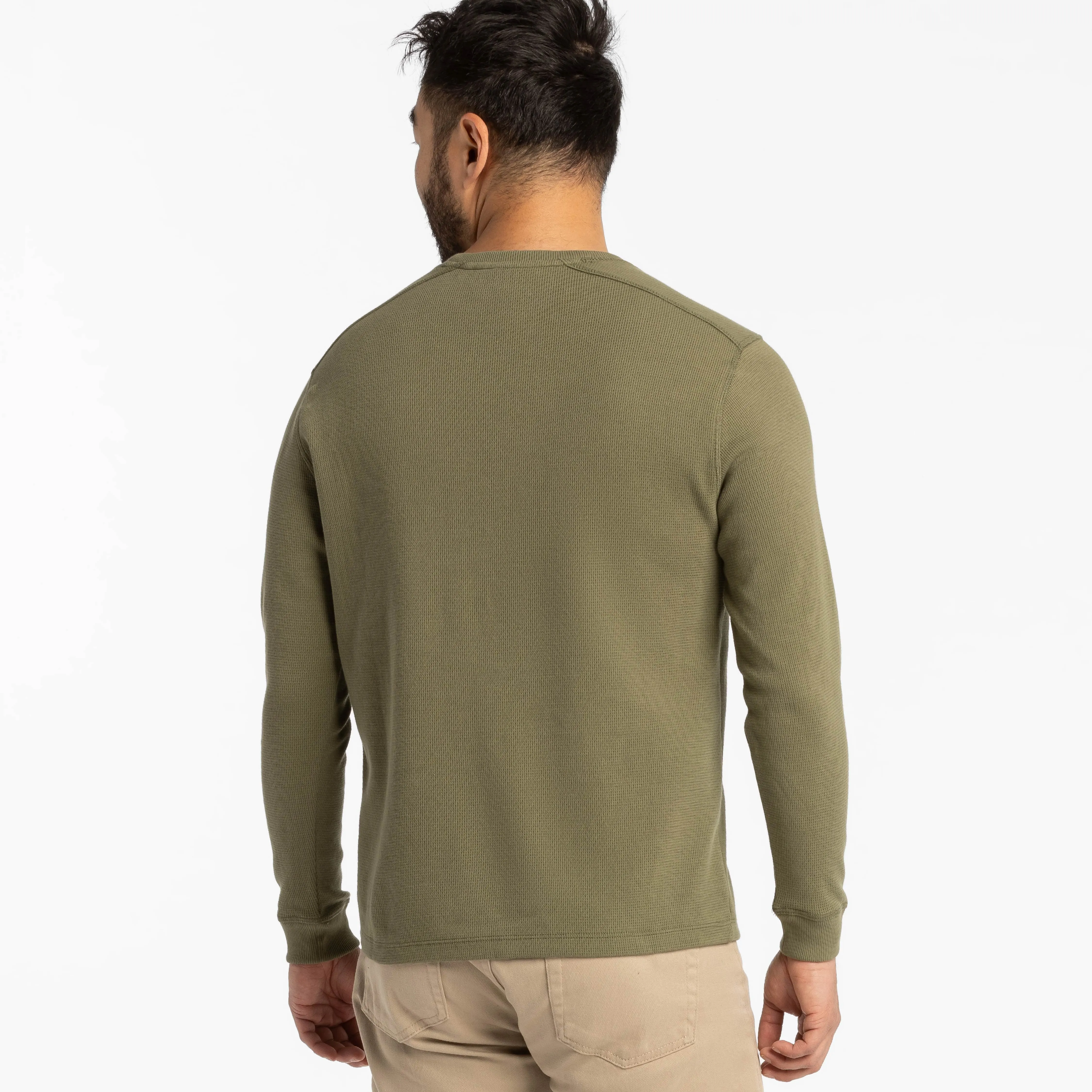 Olive Waffle Long Sleeve Crew Neck Tee sold by Ash & Erie product image thumbnail 3