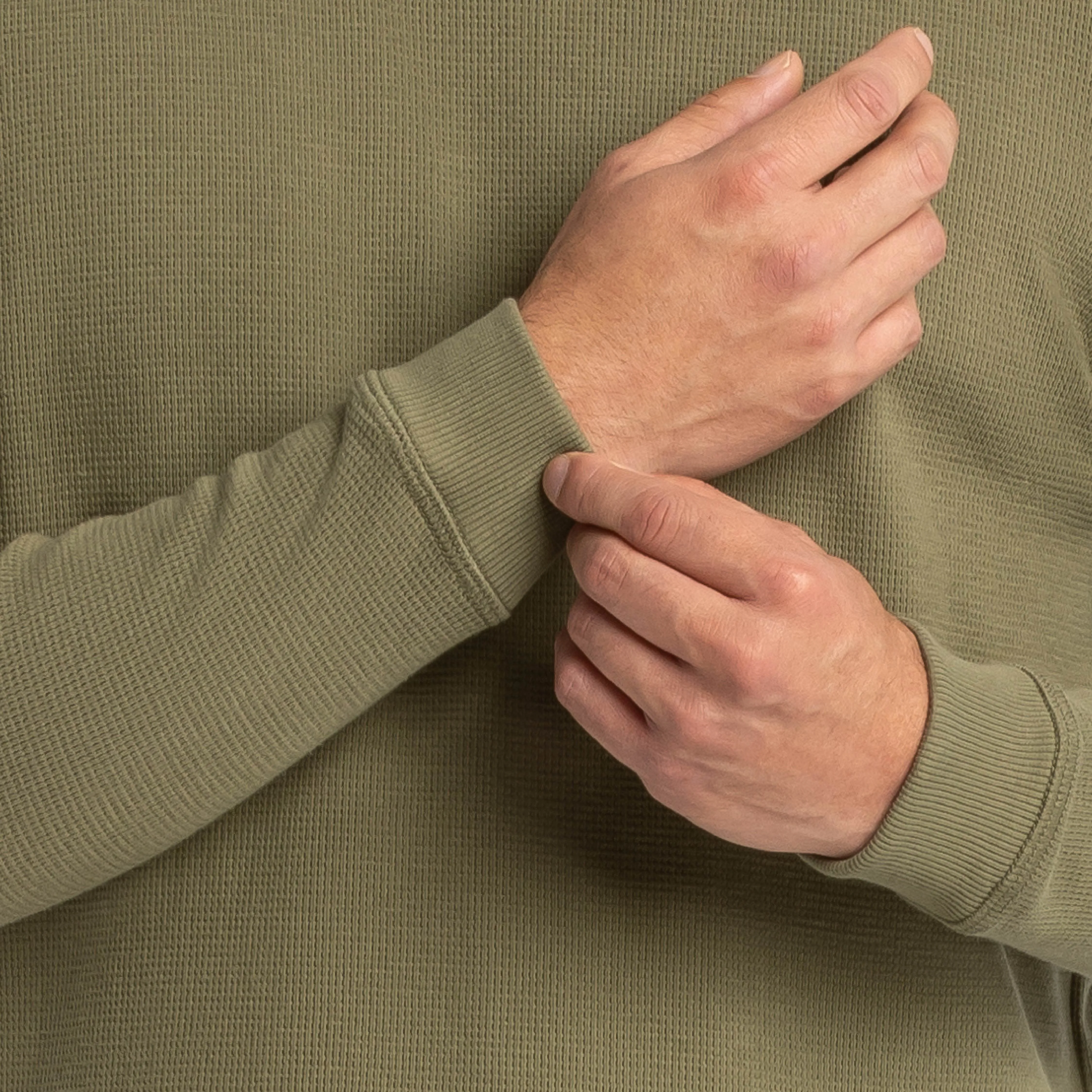 Olive Waffle Long Sleeve Crew Neck Tee sold by Ash & Erie product image thumbnail 4