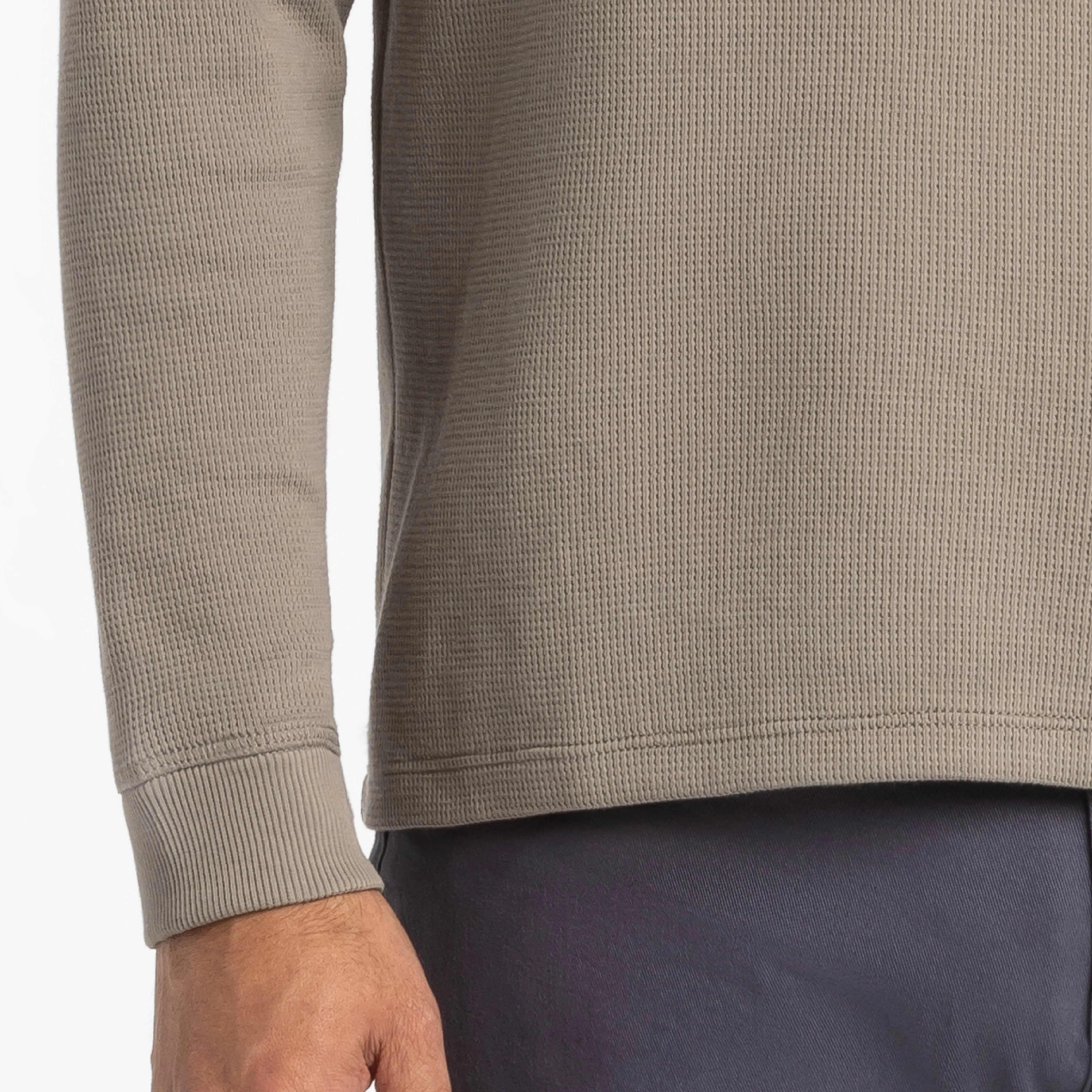 Grey Waffle Long Sleeve Crew Neck Tee sold by Ash & Erie product image thumbnail 4