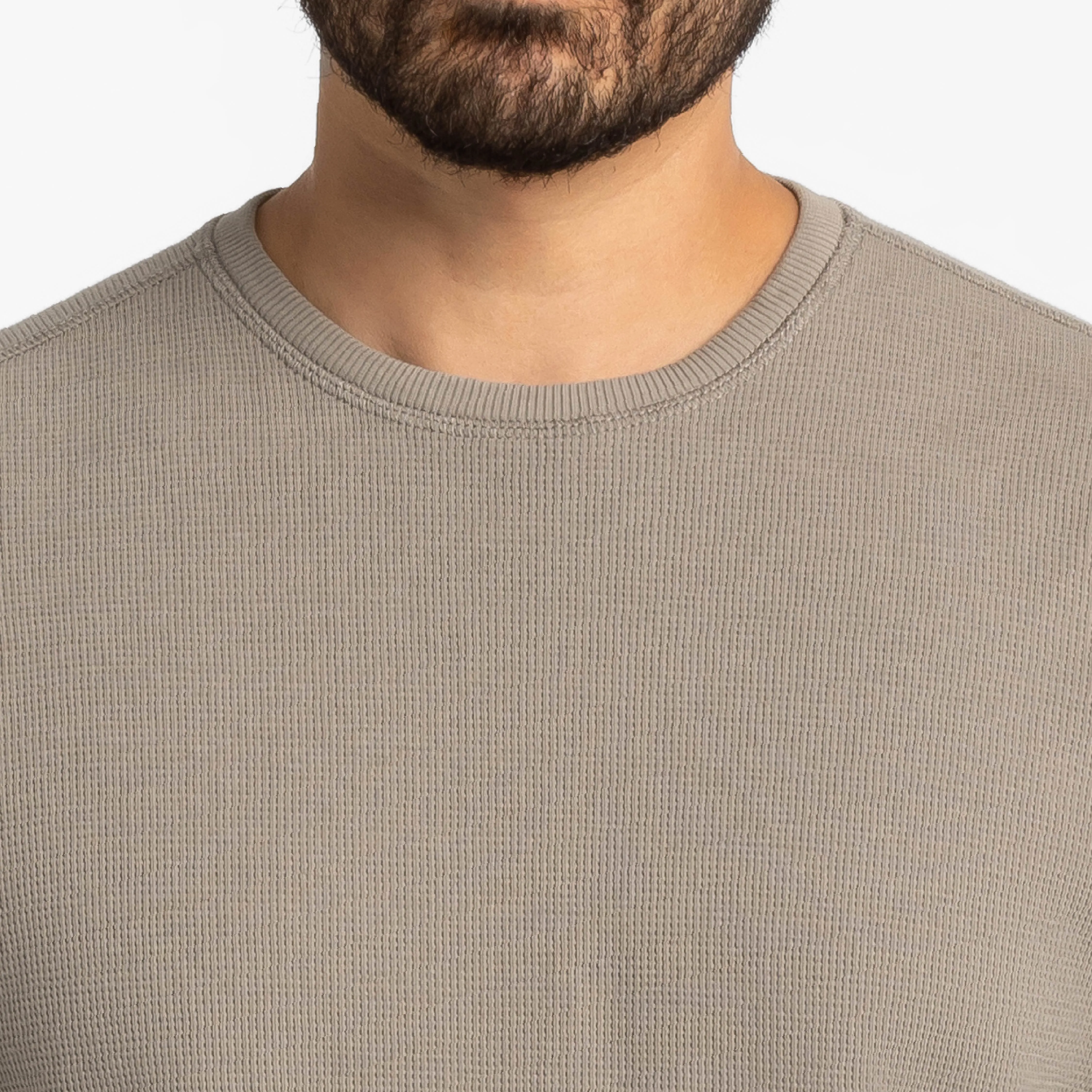 Grey Waffle Long Sleeve Crew Neck Tee sold by Ash & Erie product image thumbnail 5