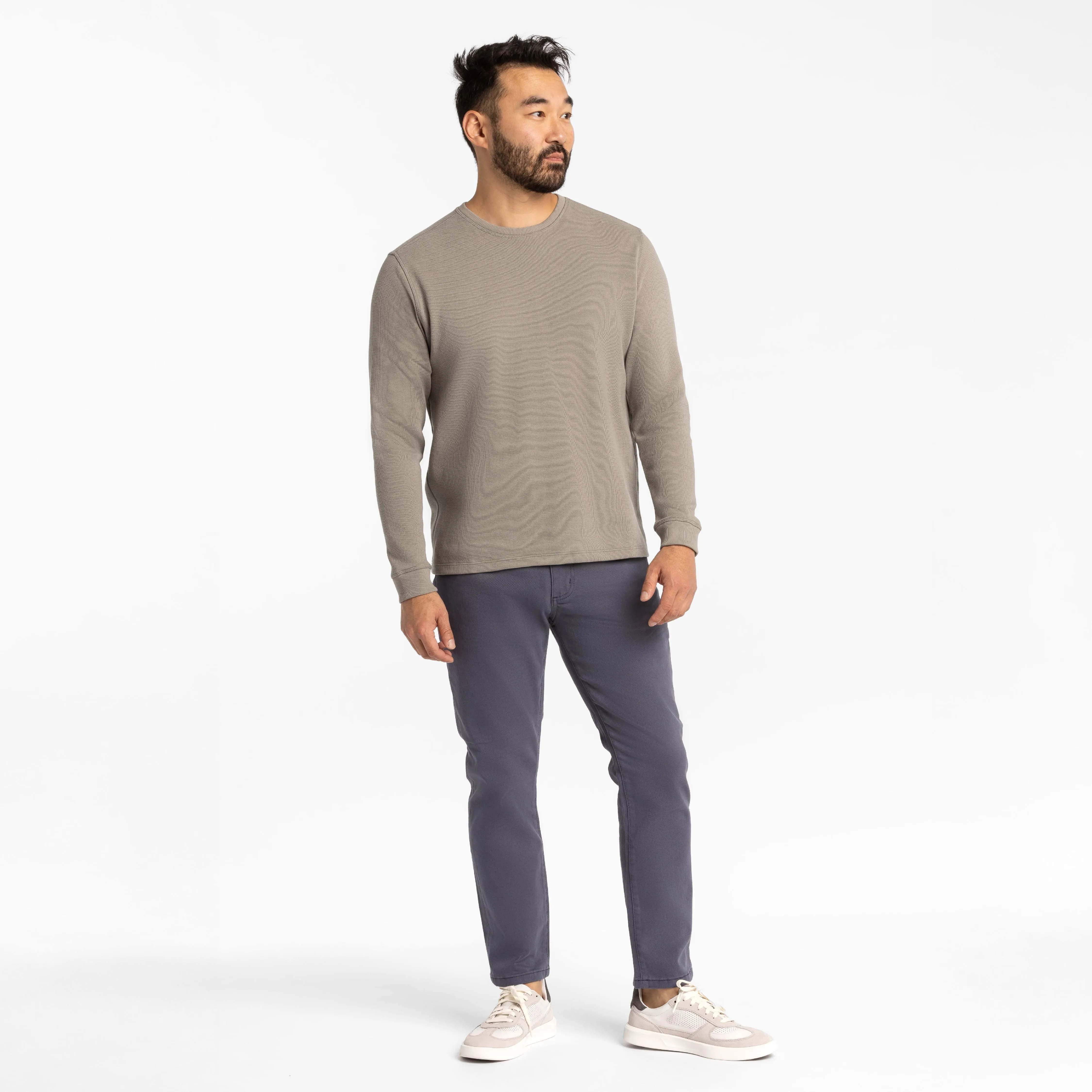 Grey Waffle Long Sleeve Crew Neck Tee sold by Ash & Erie product image thumbnail 2