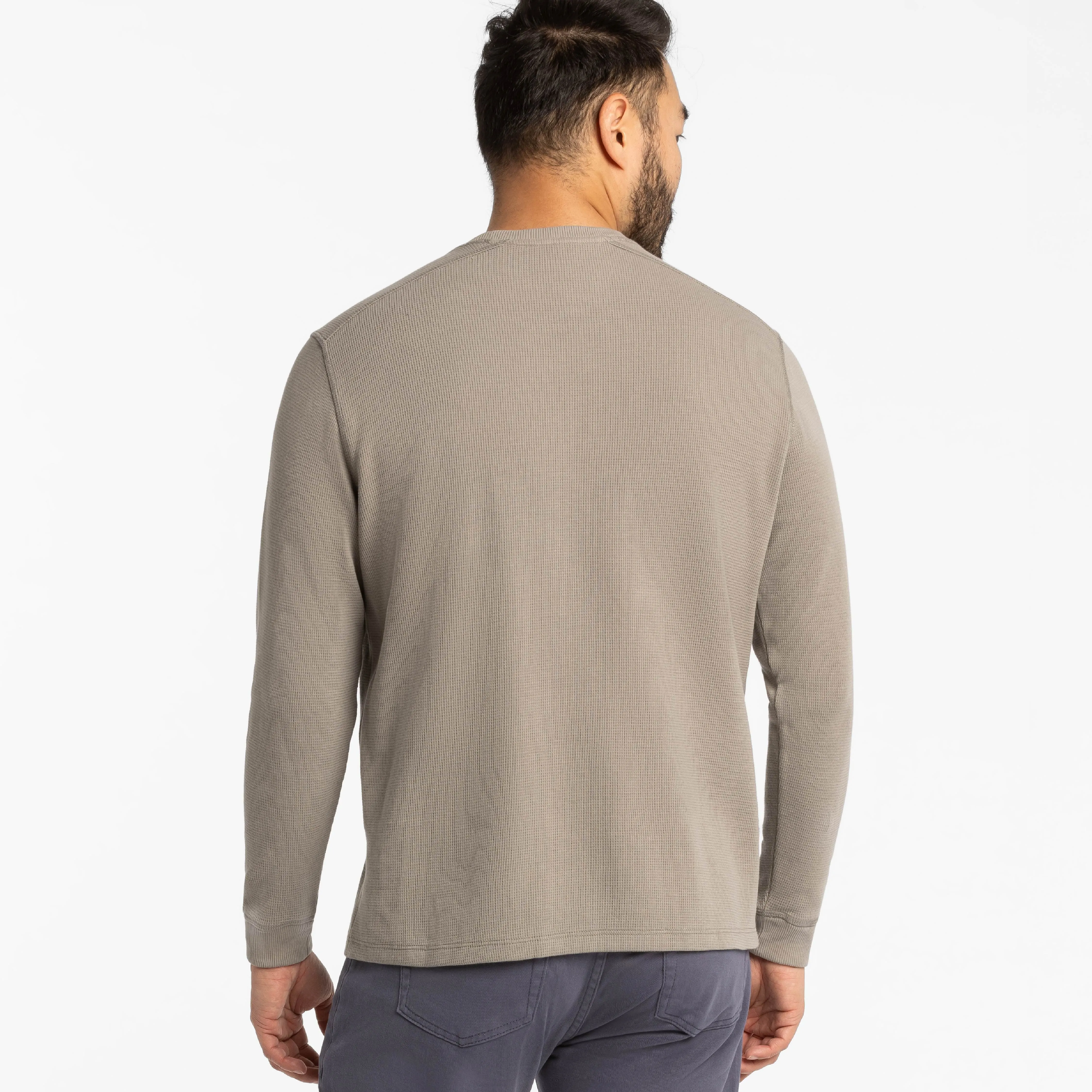 Grey Waffle Long Sleeve Crew Neck Tee sold by Ash & Erie product image thumbnail 3