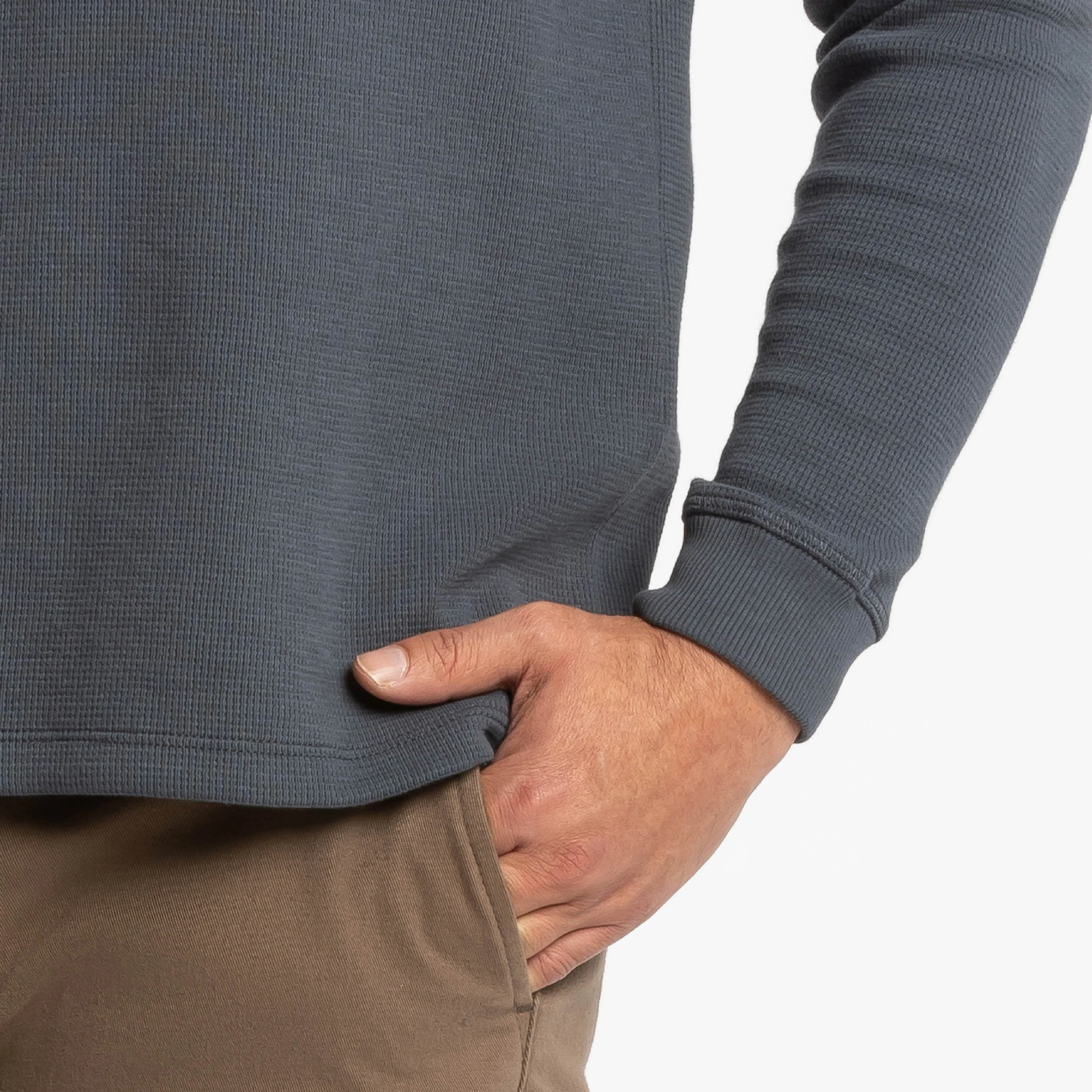 Bright Navy Waffle Long Sleeve Crew Neck Tee sold by Ash & Erie product image thumbnail 5