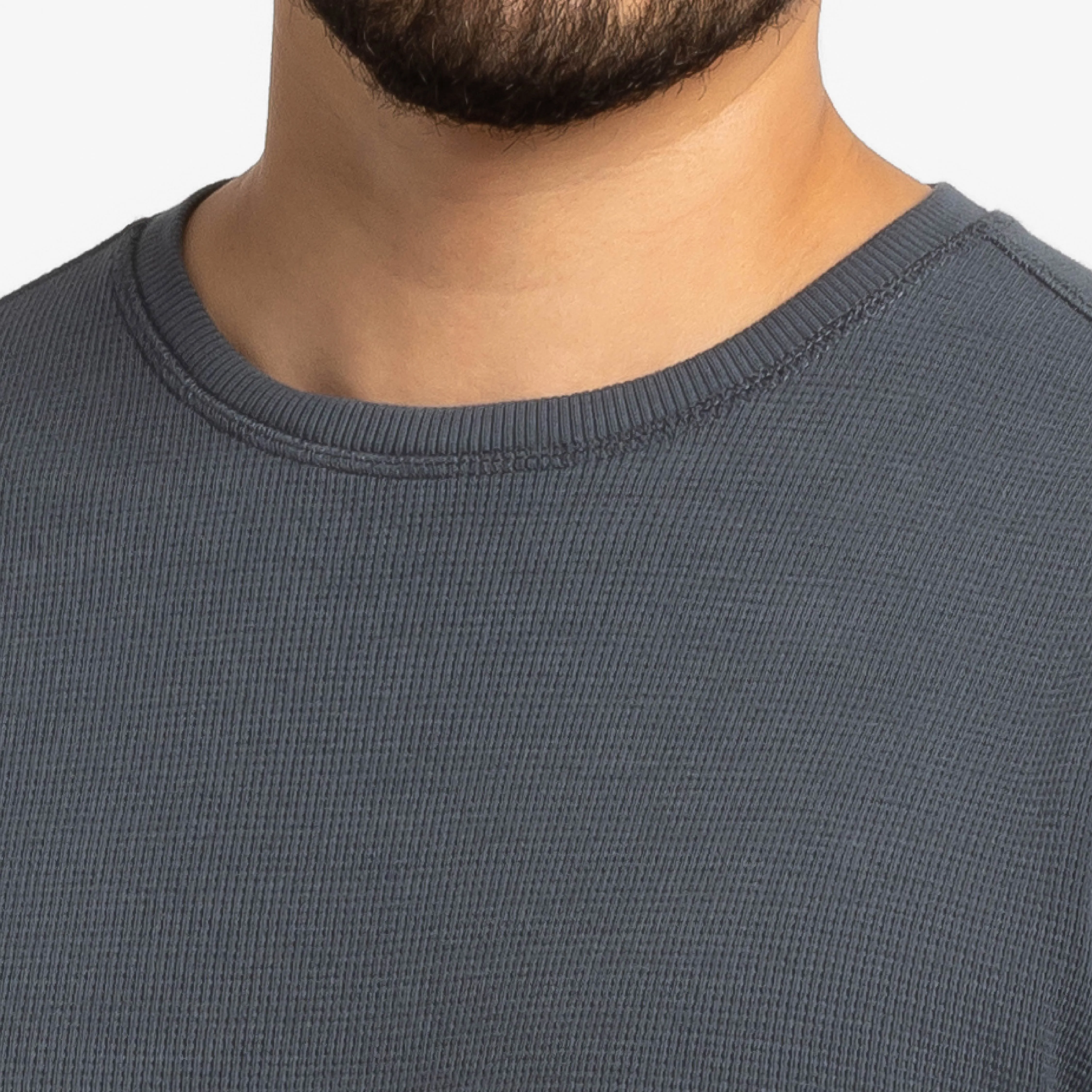 Bright Navy Waffle Long Sleeve Crew Neck Tee sold by Ash & Erie product image thumbnail 4