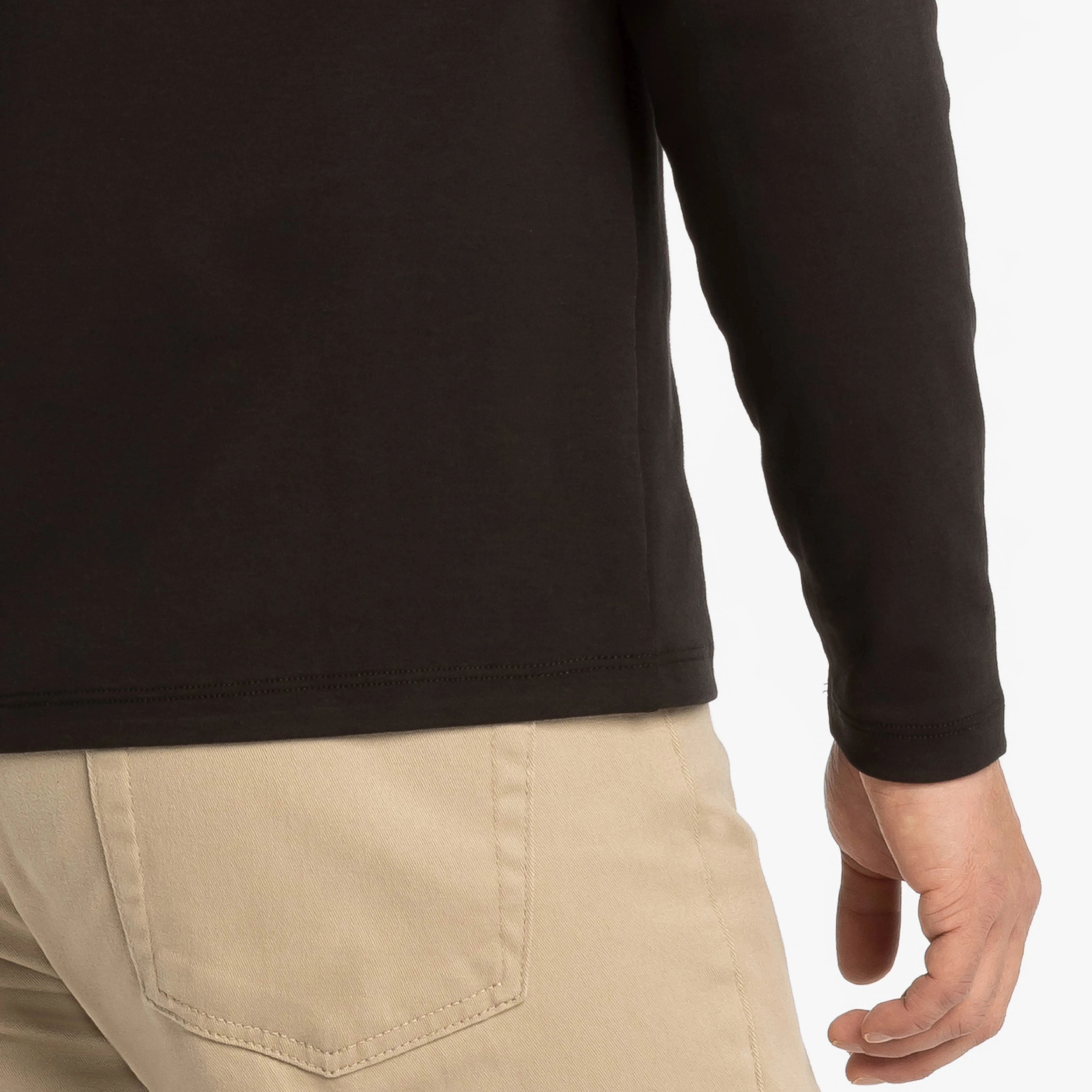 Black Luxury Soft Touch Long Sleeve Crew Neck Tee sold by Ash & Erie product image thumbnail 4