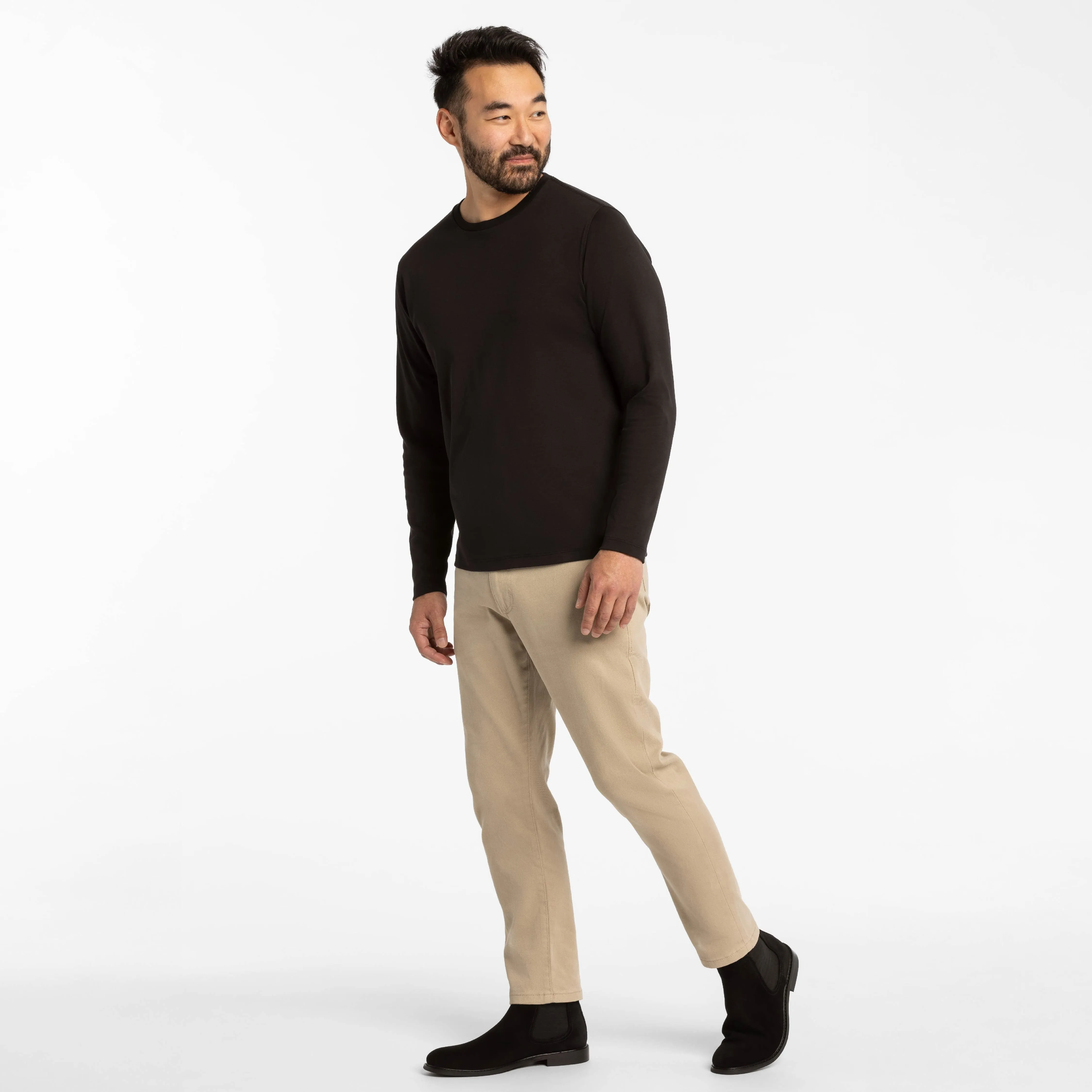 Black Luxury Soft Touch Long Sleeve Crew Neck Tee sold by Ash & Erie product image thumbnail 2