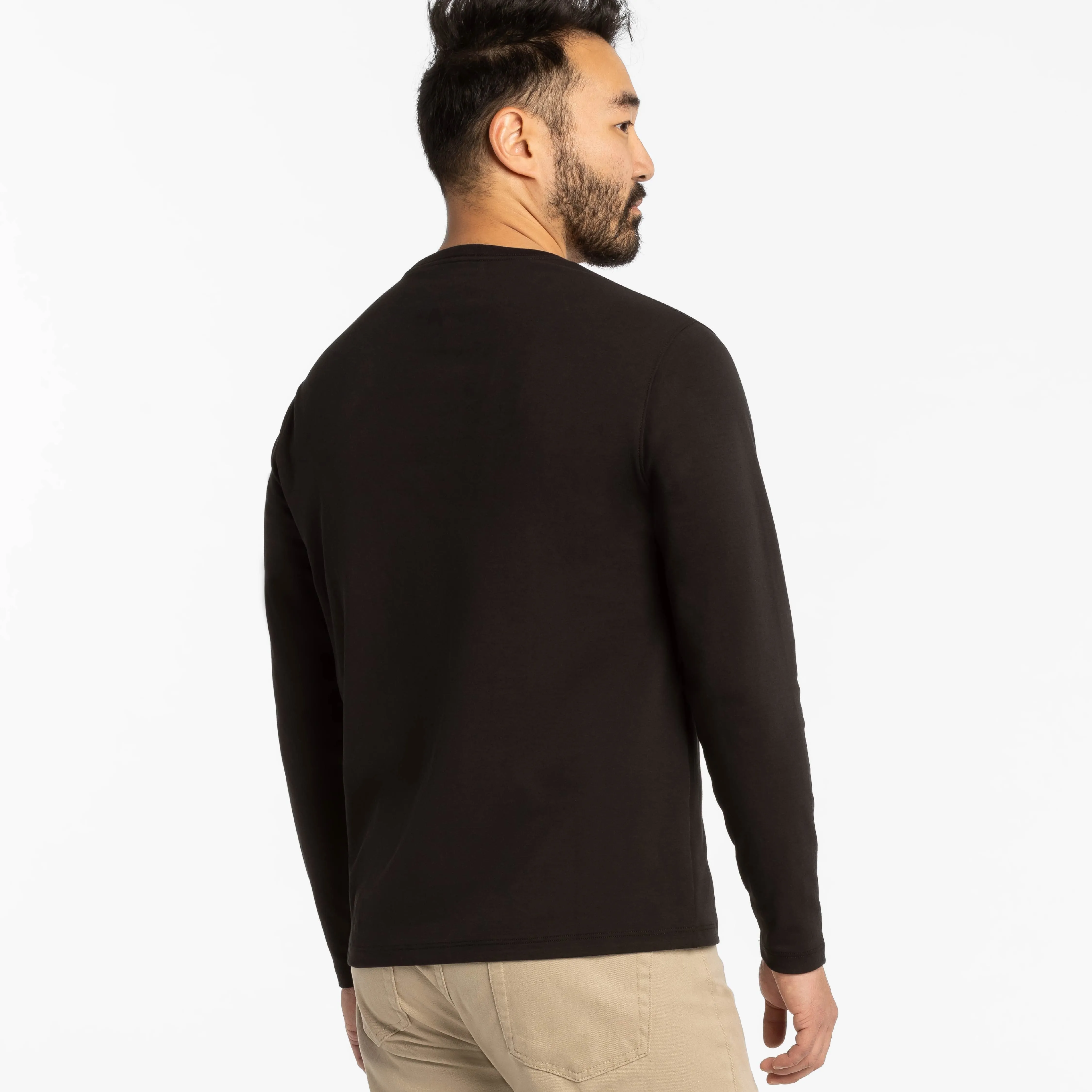 Black Luxury Soft Touch Long Sleeve Crew Neck Tee sold by Ash & Erie product image thumbnail 3