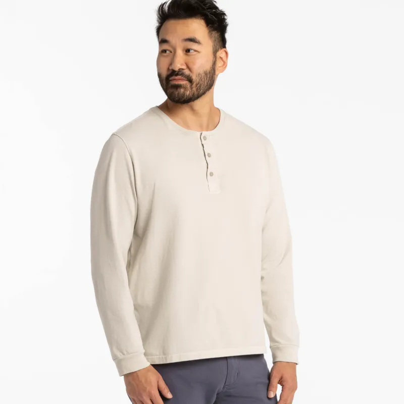 Washed Oat Long Sleeve Pima Cotton Henley sold by Ash & Erie