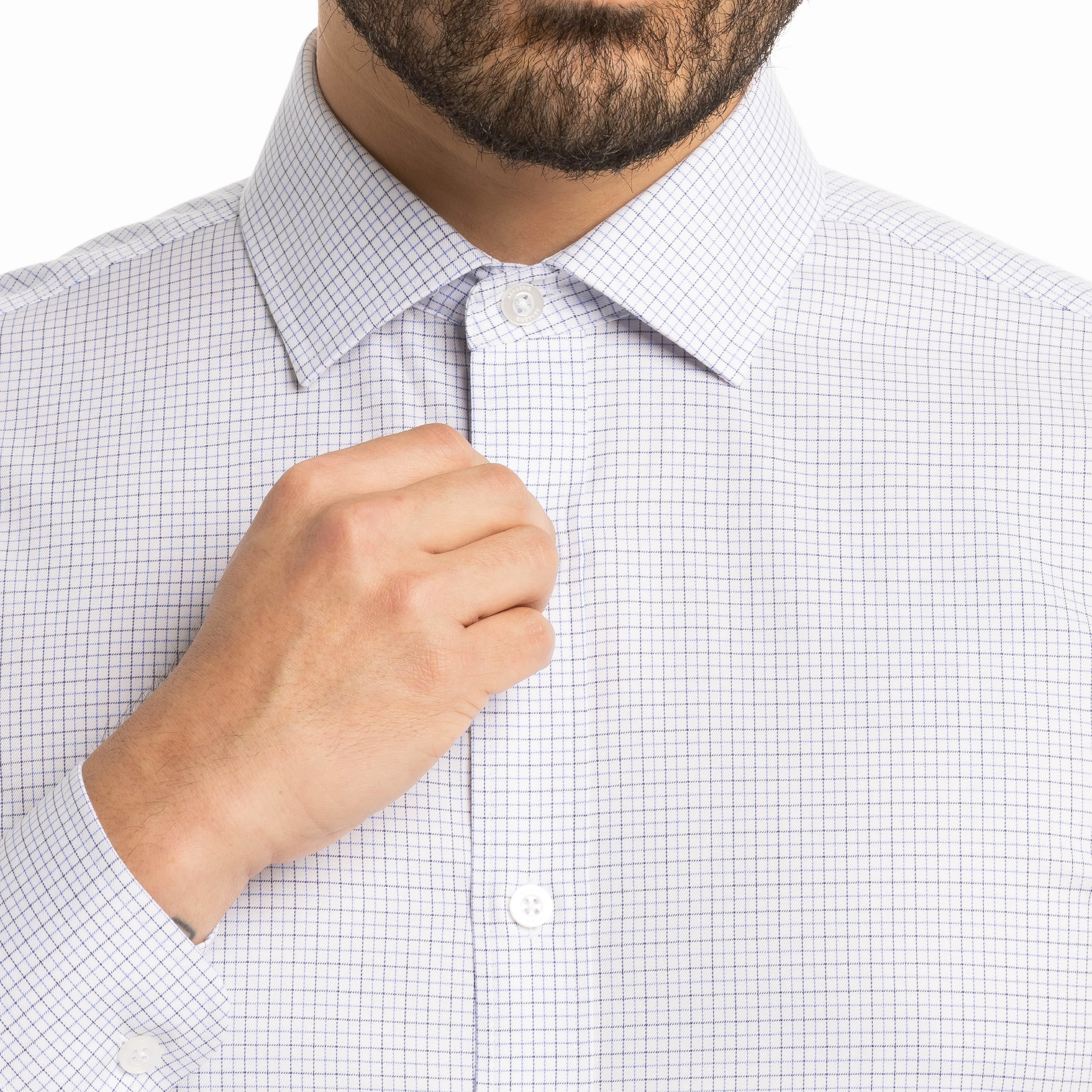 White Check Dress Shirt sold by Ash & Erie product image thumbnail 4