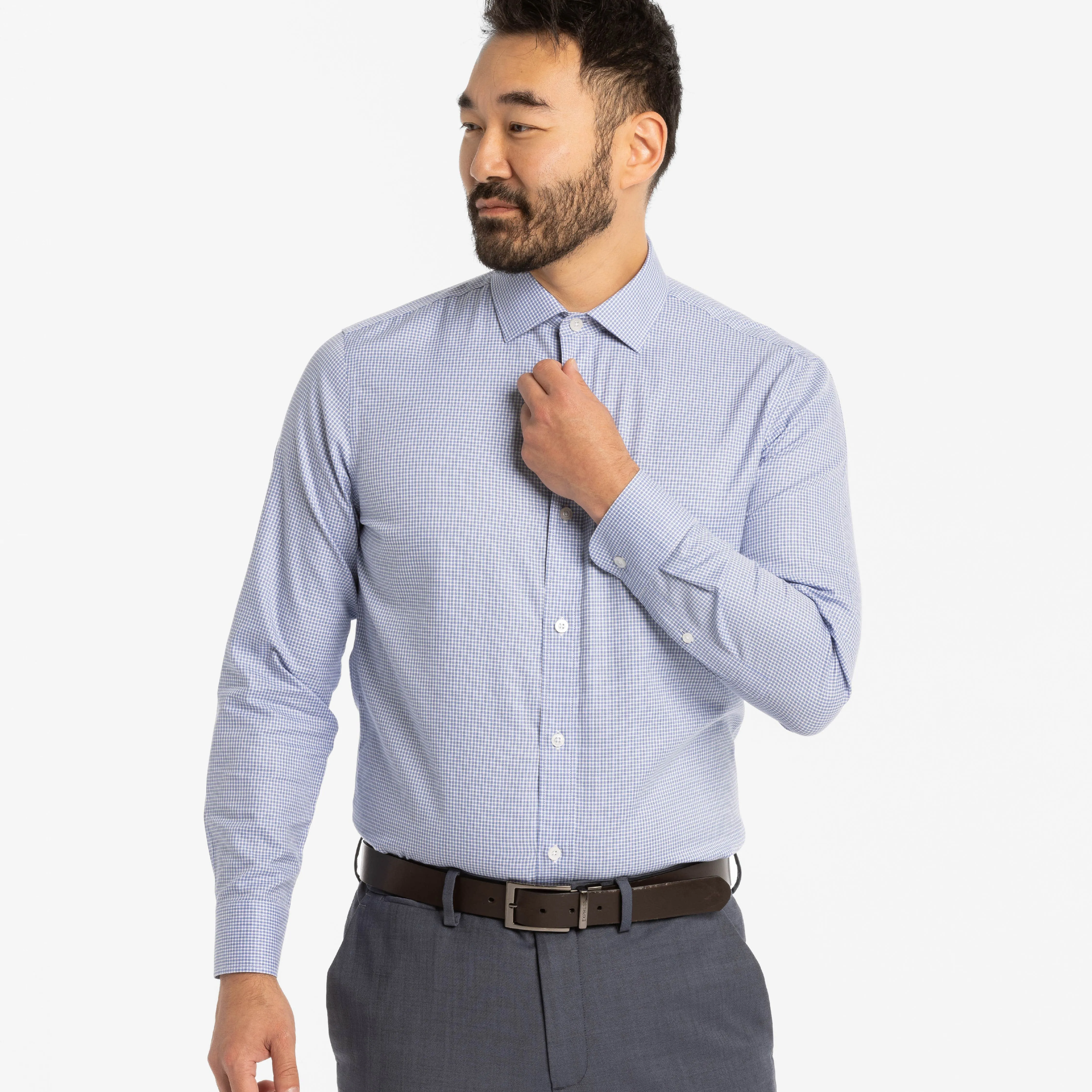 Blue Tattersall Dress Shirt sold by Ash & Erie product image thumbnail 3
