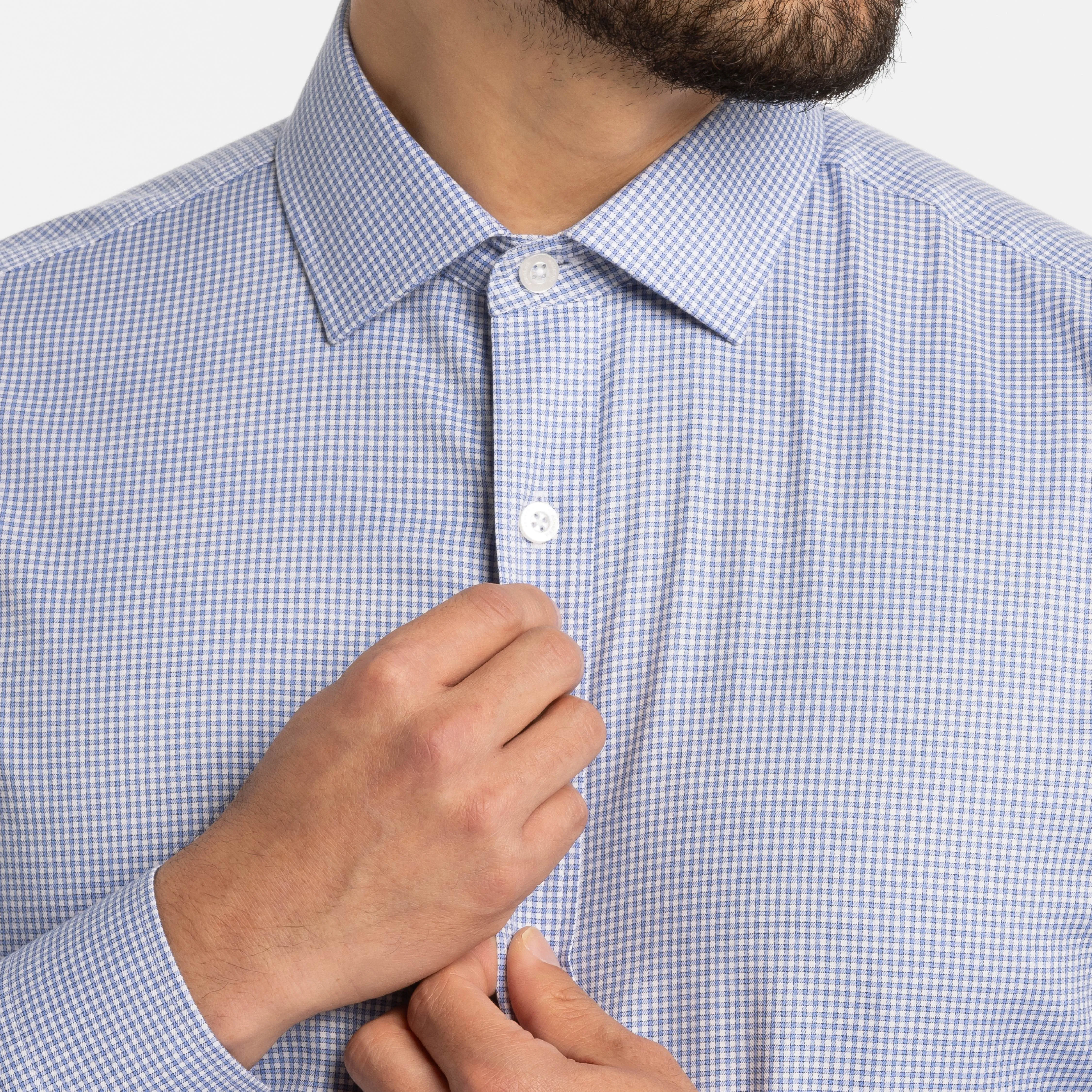 Blue Tattersall Dress Shirt sold by Ash & Erie product image thumbnail 5