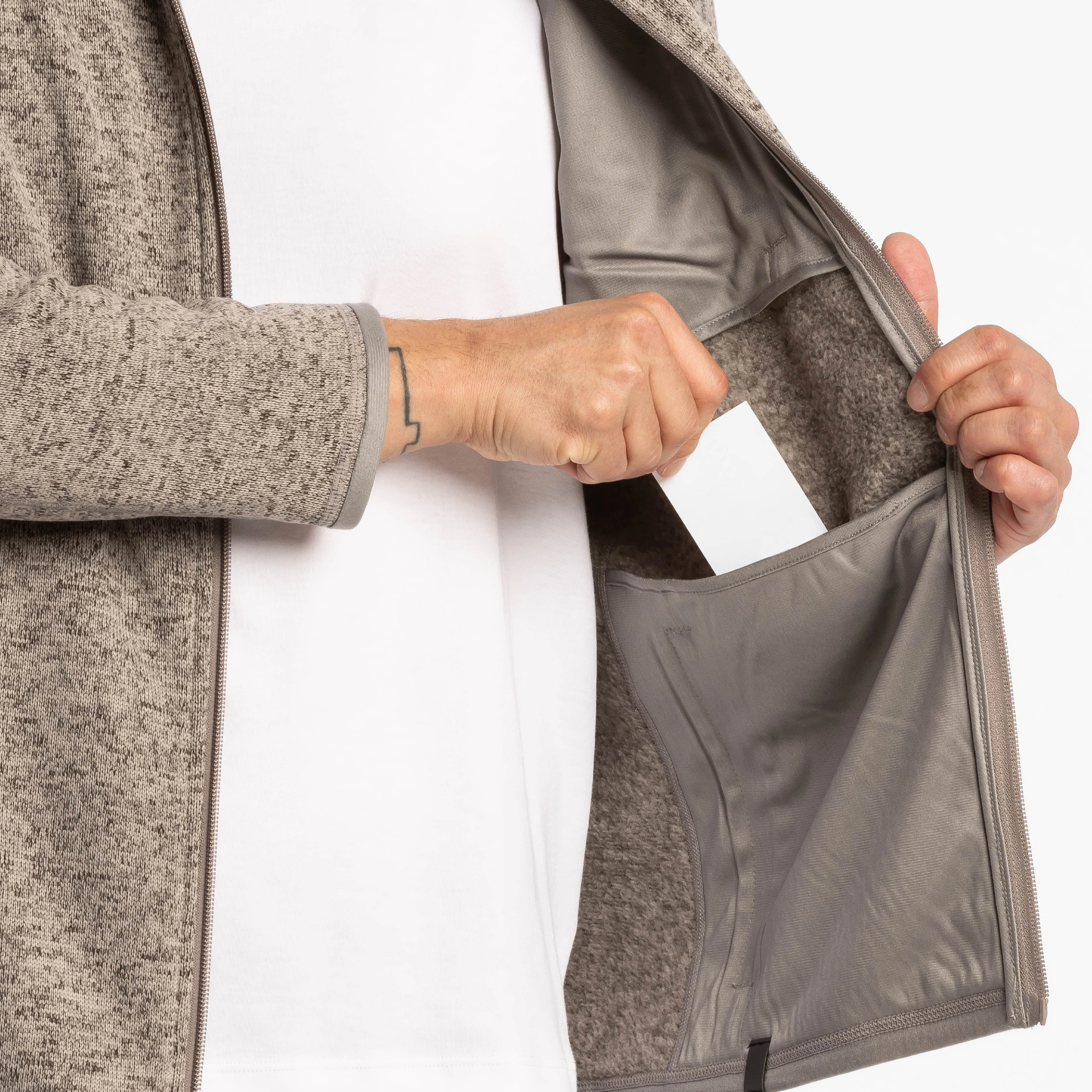 Heather Oat Full-Zip Fleece Jacket sold by Ash & Erie product image thumbnail 4