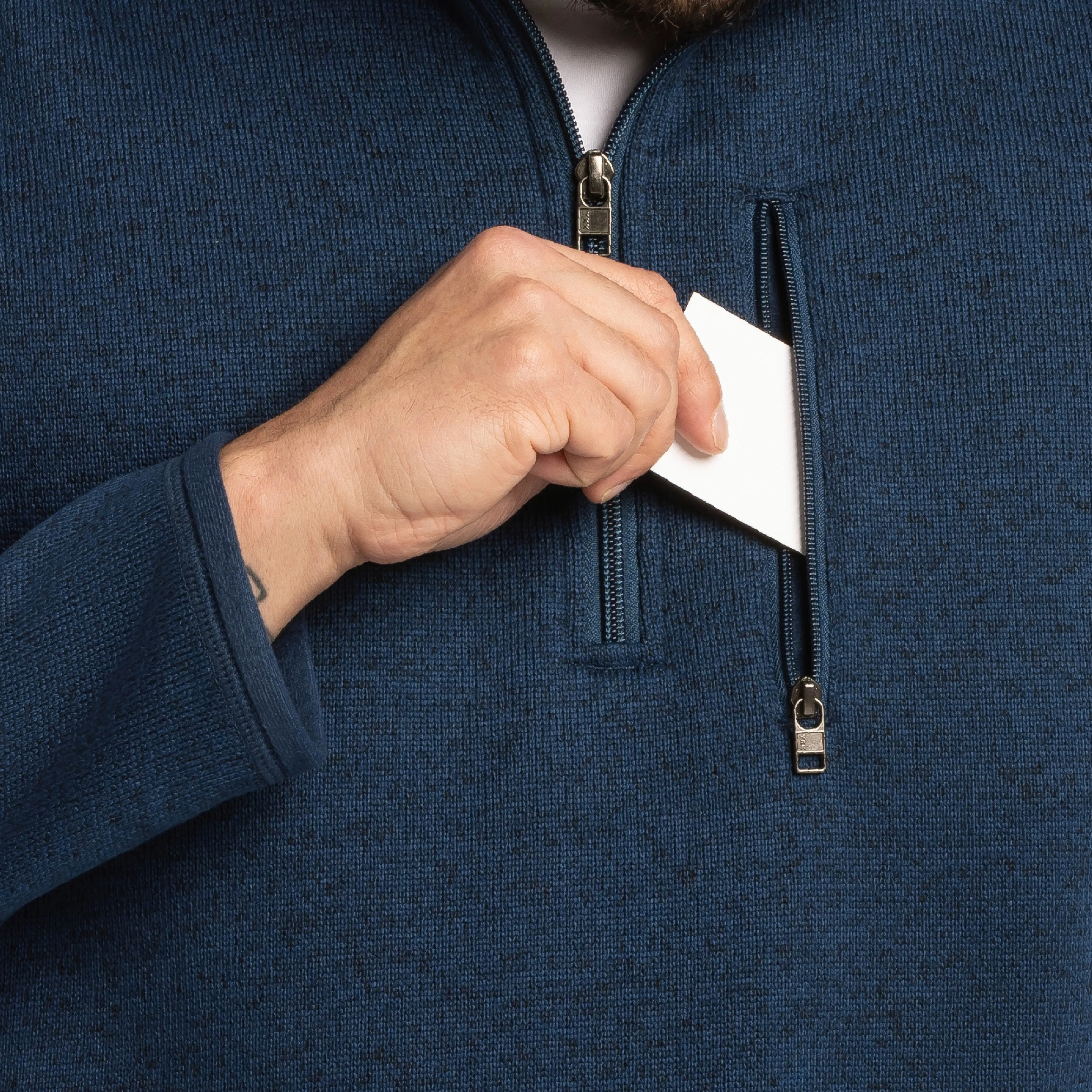 Heather Navy Quarter-Zip Fleece sold by Ash & Erie product image thumbnail 5