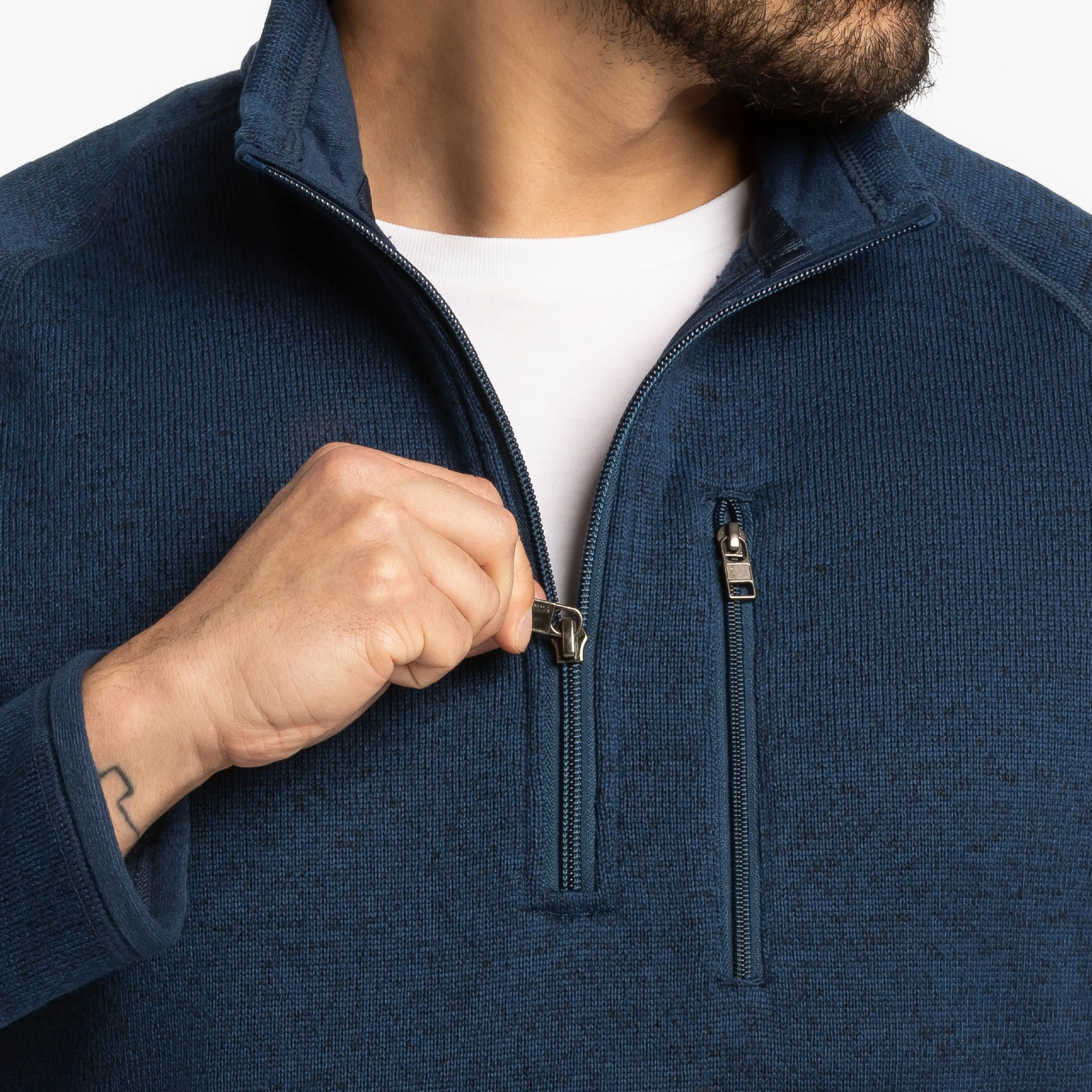 Heather Navy Quarter-Zip Fleece sold by Ash & Erie product image thumbnail 4