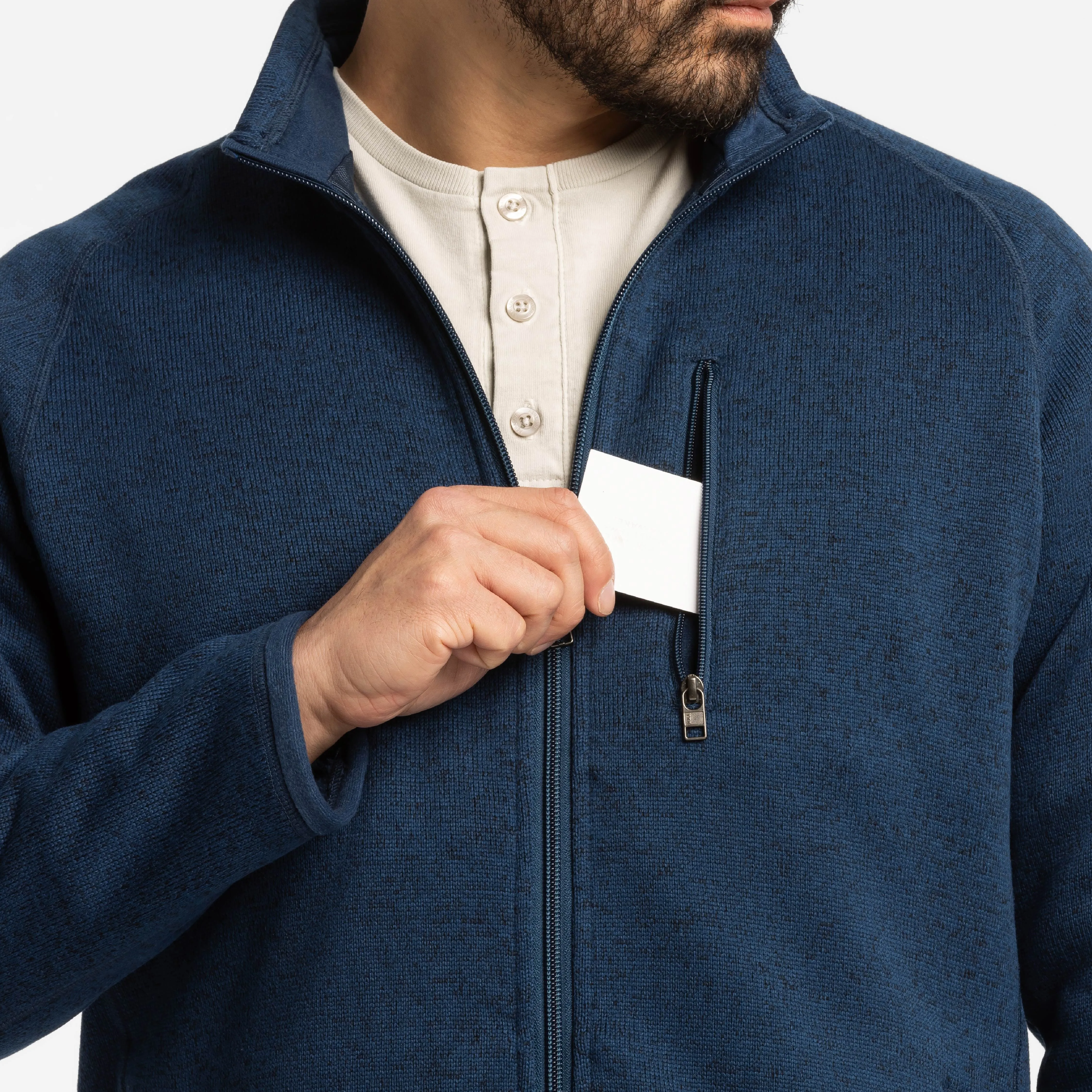 Heather Navy Full-Zip Fleece Jacket sold by Ash & Erie product image thumbnail 4