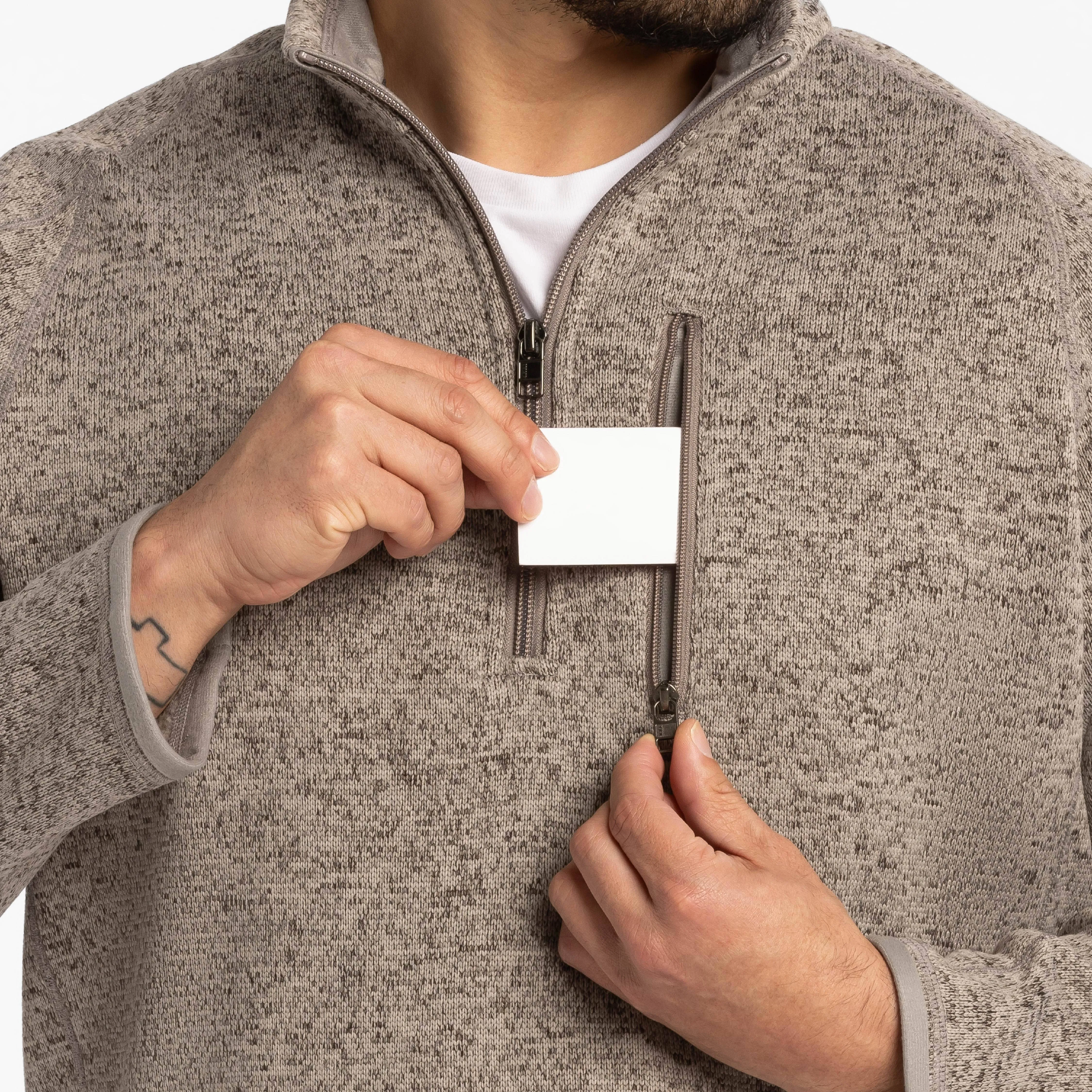 Heather Oat Quarter-Zip Fleece sold by Ash & Erie product image thumbnail 4