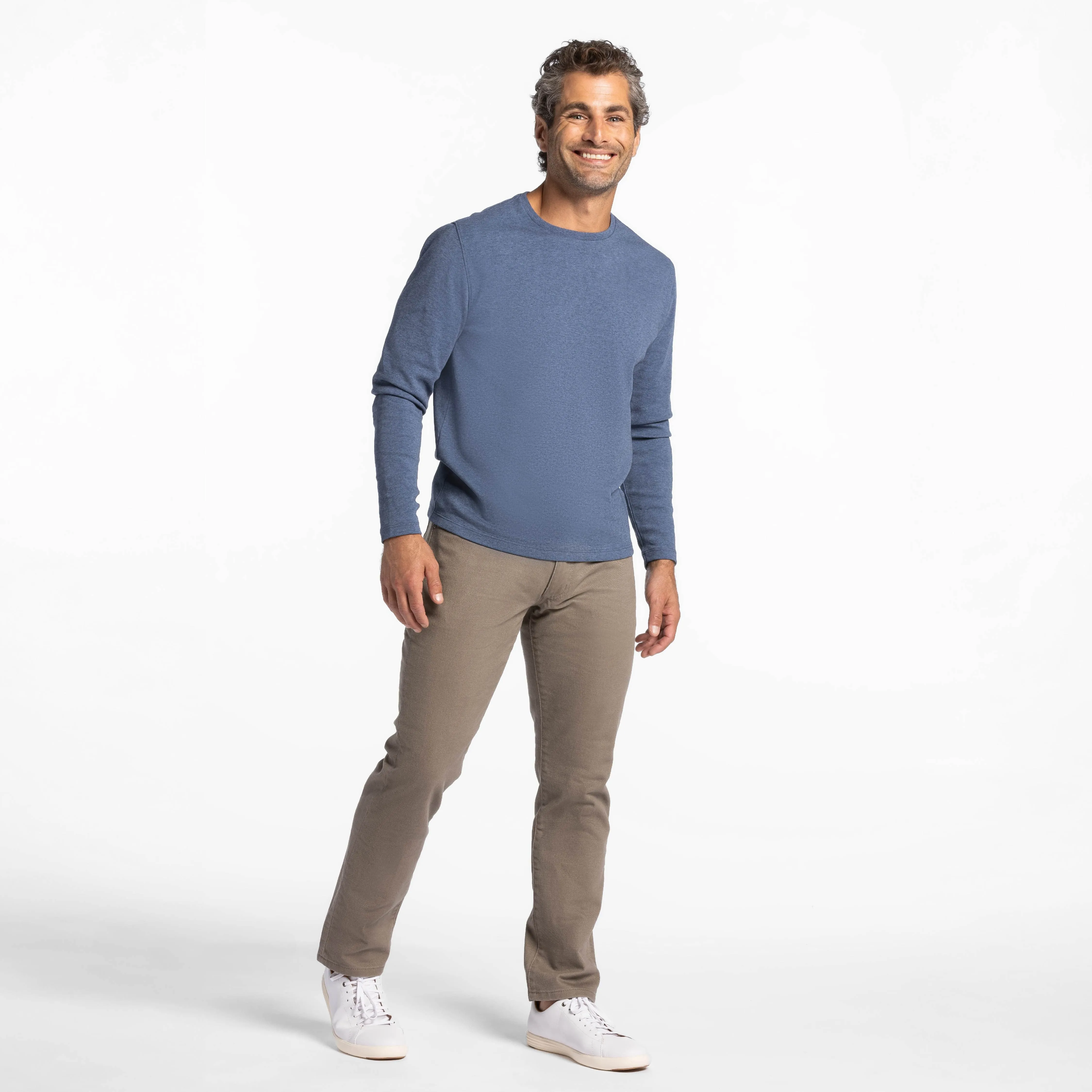 Heather Blue Luxury Soft Touch Long Sleeve Crew Neck Tee sold by Ash & Erie product image thumbnail 2