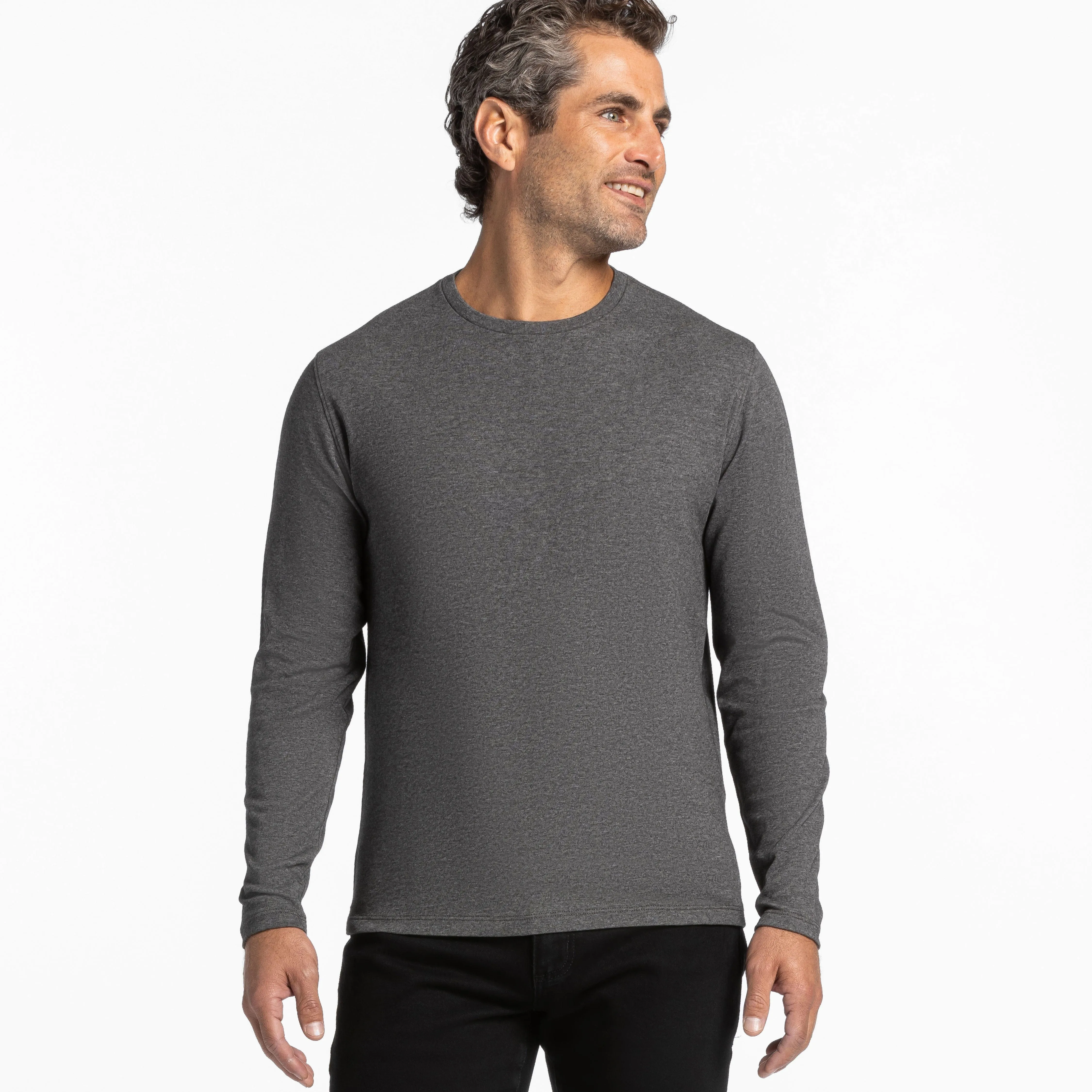 Heather Charcoal Luxury Soft Touch Long Sleeve Crew Neck Tee sold by Ash & Erie