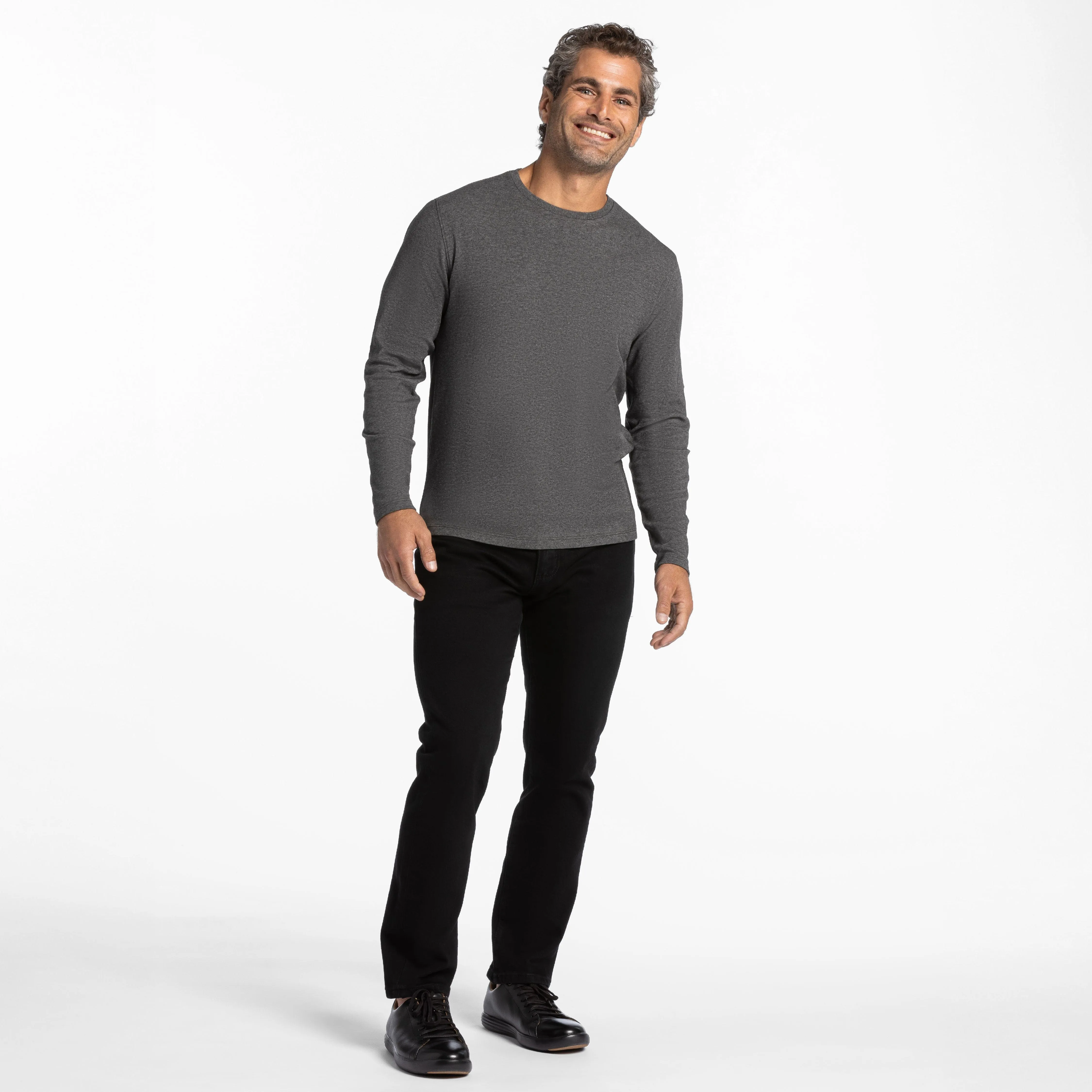 Heather Charcoal Luxury Soft Touch Long Sleeve Crew Neck Tee sold by Ash & Erie product image thumbnail 2
