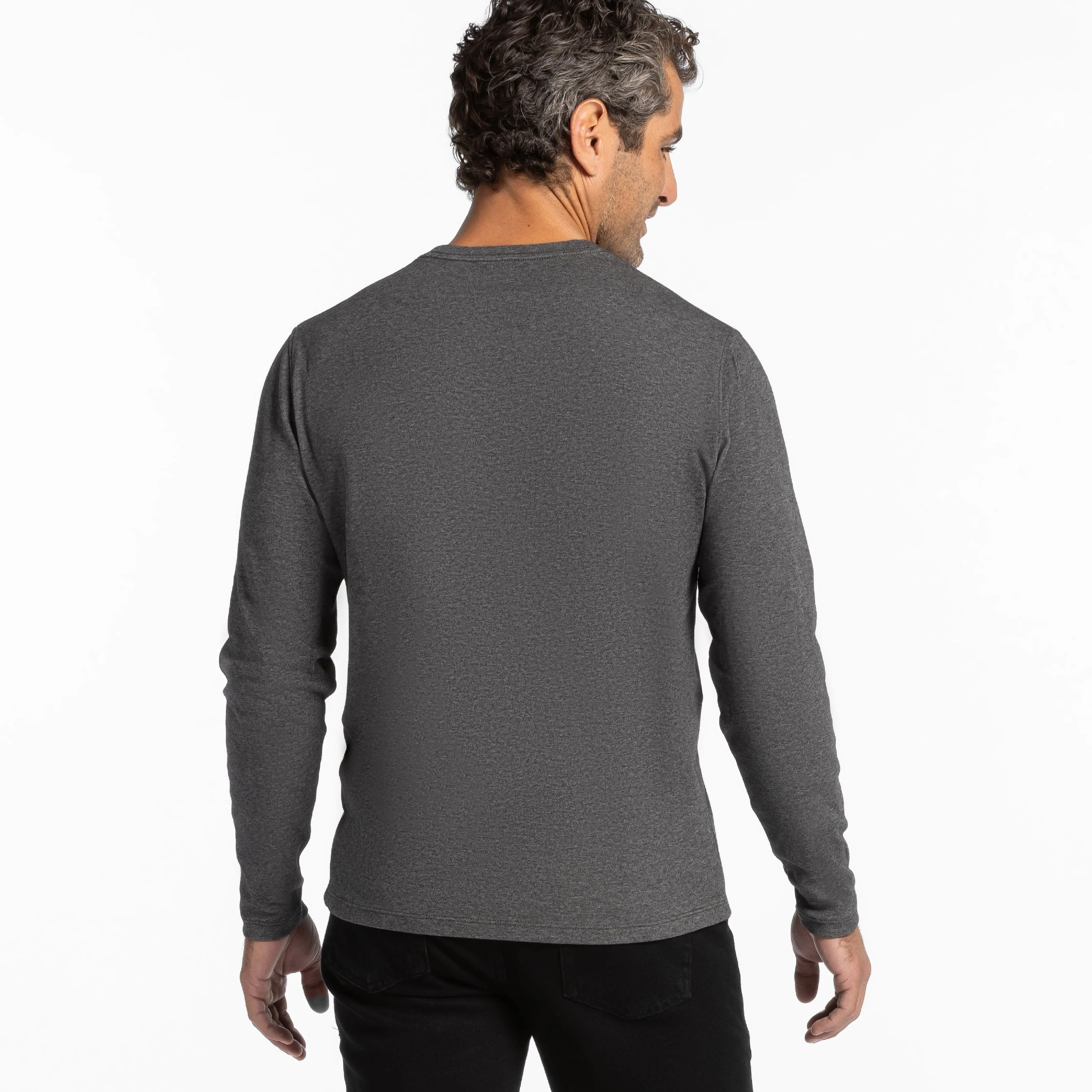 Heather Charcoal Luxury Soft Touch Long Sleeve Crew Neck Tee sold by Ash & Erie product image thumbnail 3