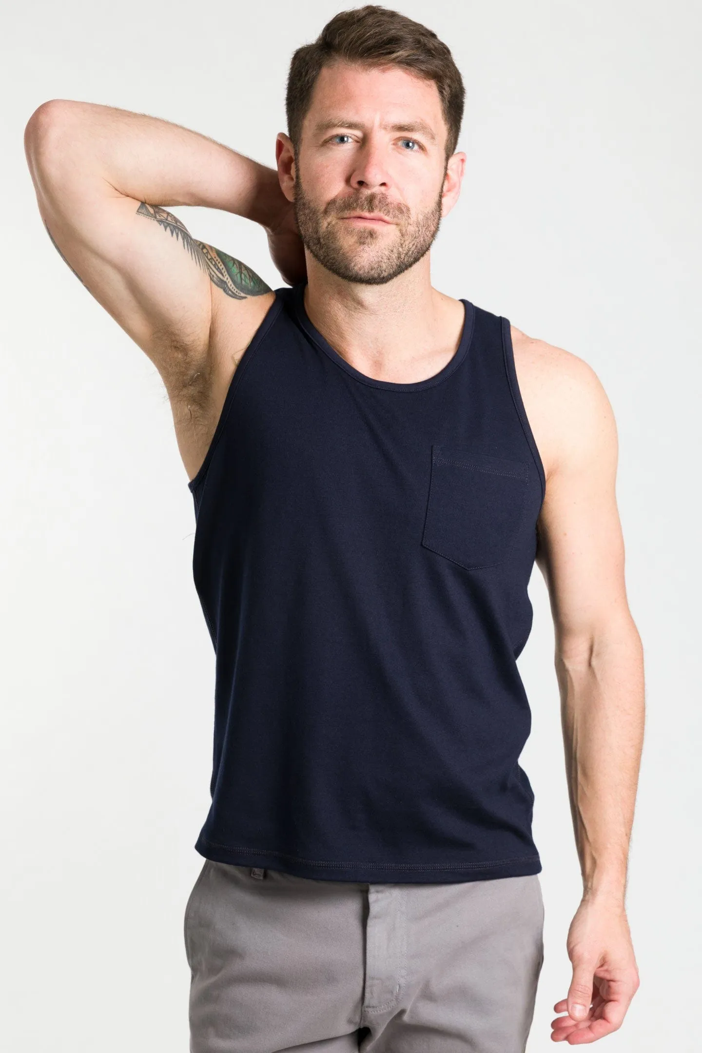 Navy Micro Pique Tank sold by Ash & Erie product image thumbnail 3