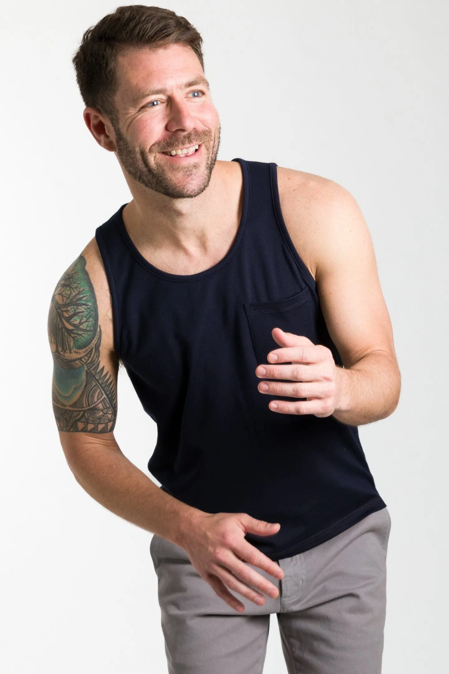 Navy Micro Pique Tank sold by Ash & Erie product image thumbnail 2