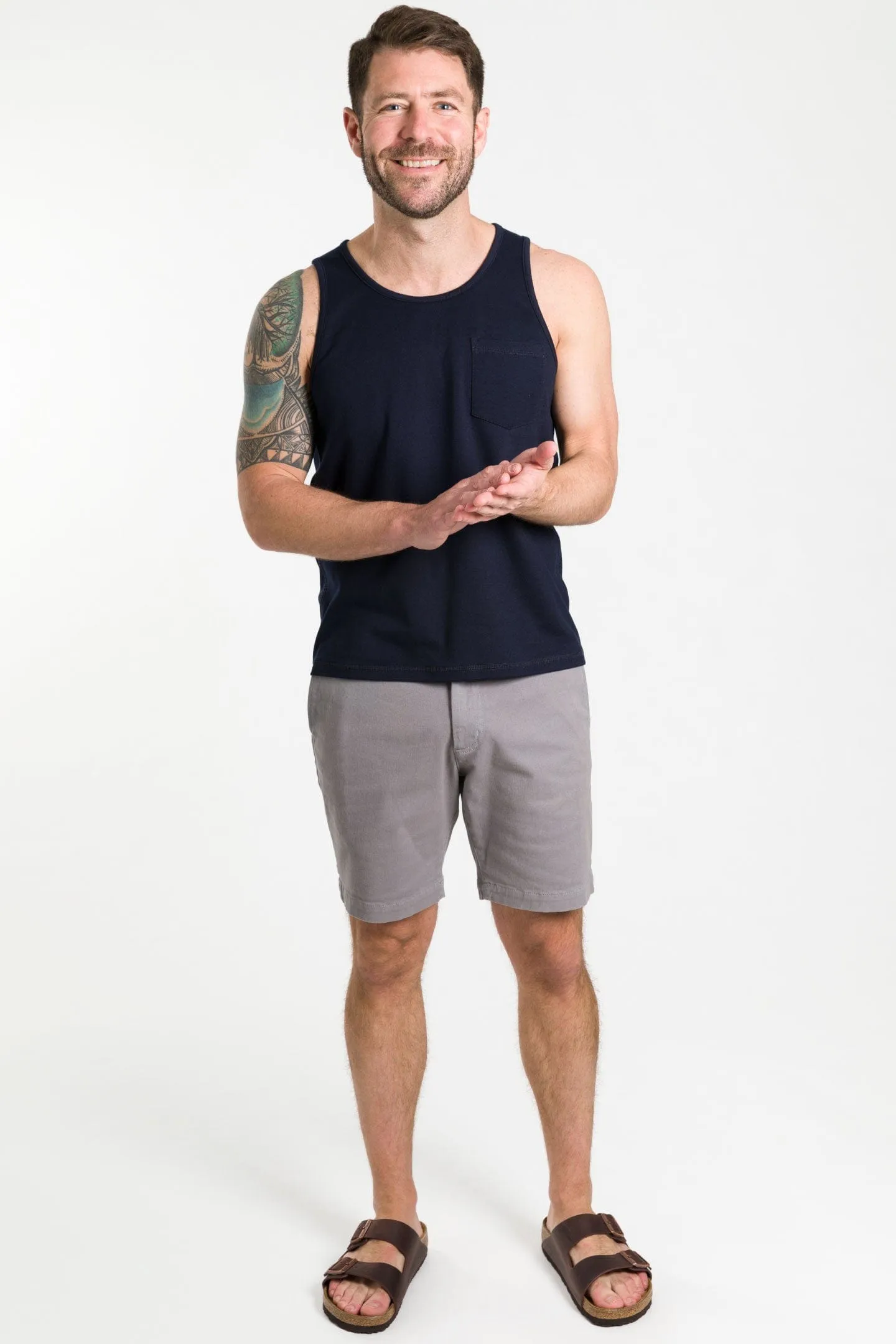 Navy Micro Pique Tank sold by Ash & Erie