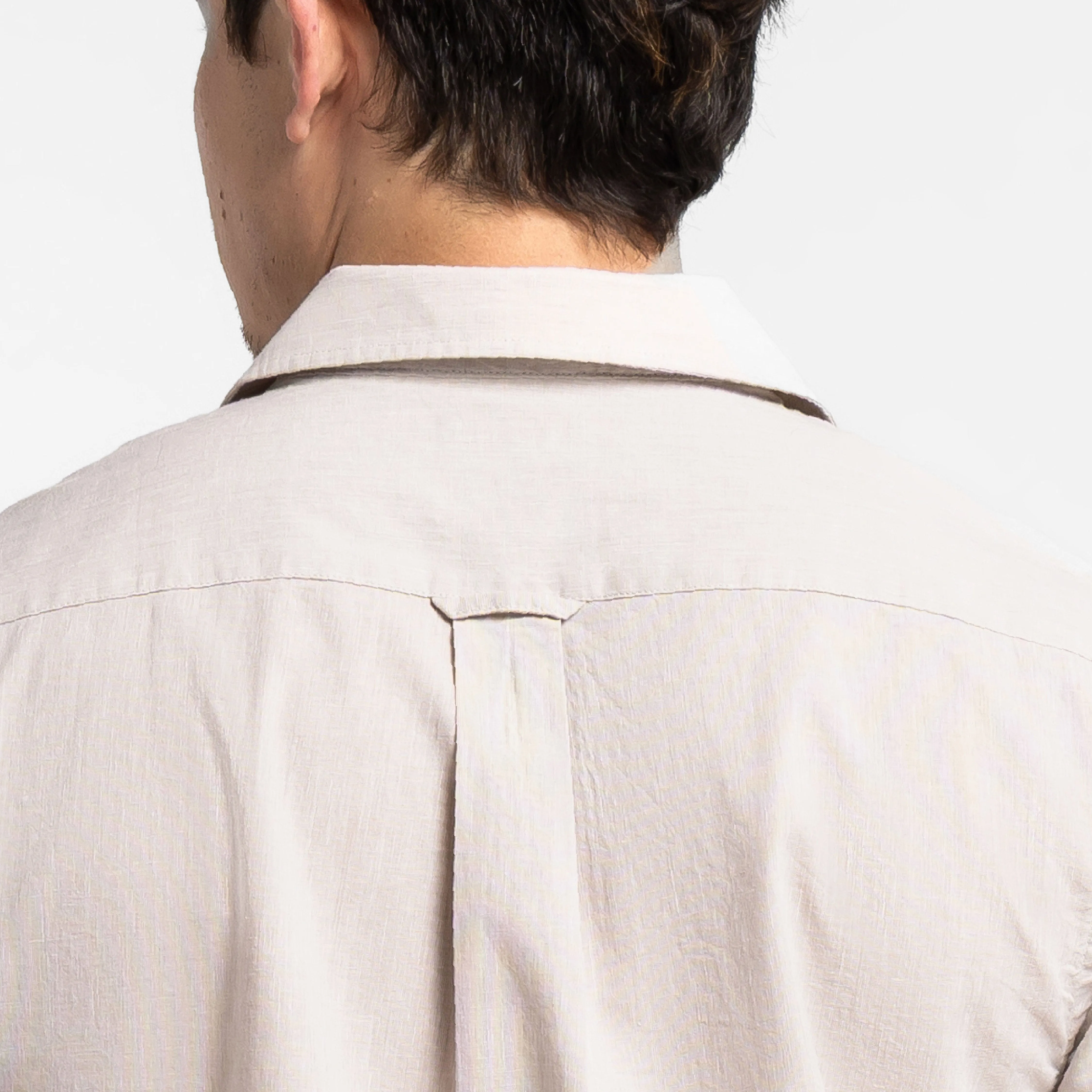 Tan Linen Camp Collar Short Sleeve Shirt sold by Ash & Erie product image thumbnail 5