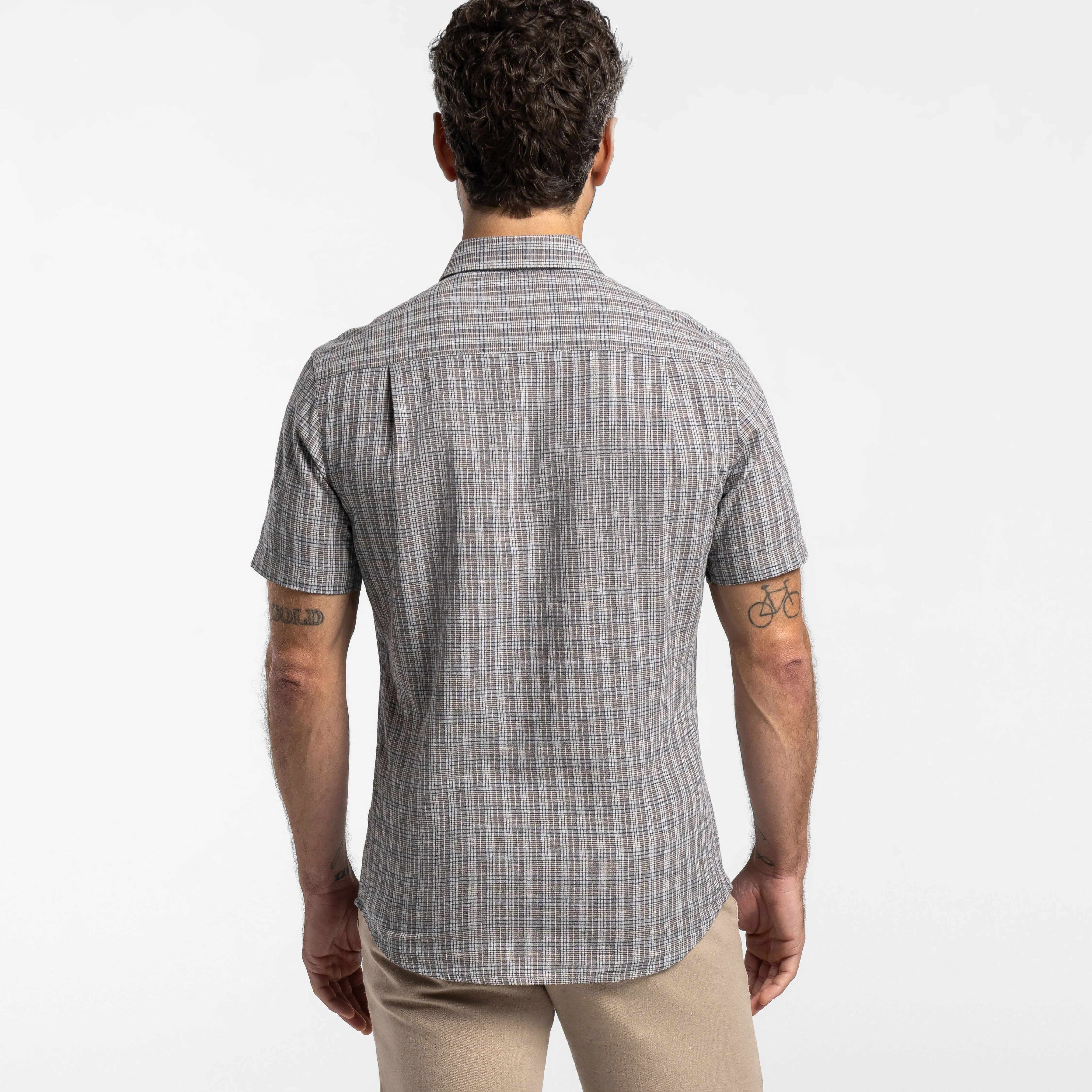 Nickel Plaid Linen Short Sleeve Shirt sold by Ash & Erie product image thumbnail 3