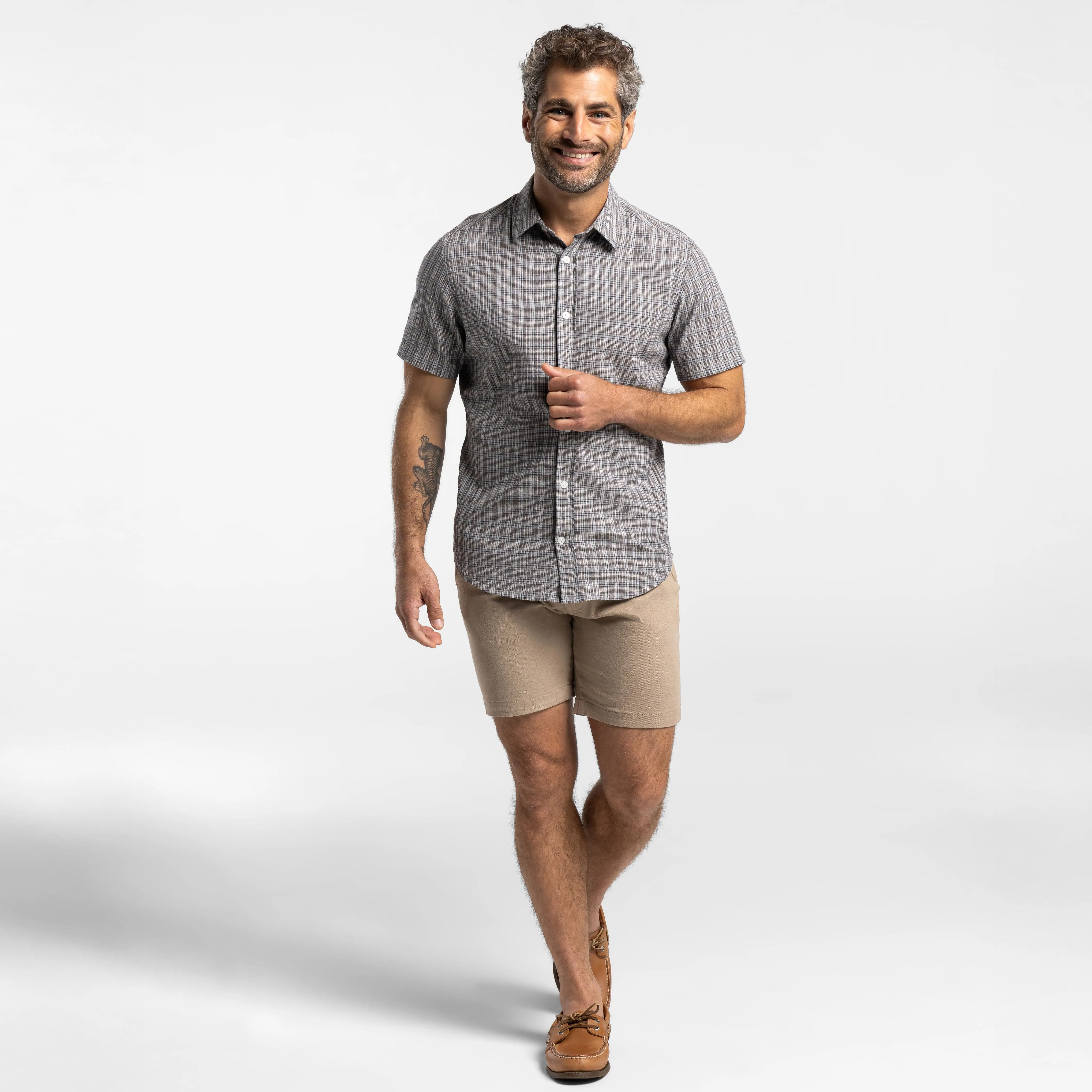 Nickel Plaid Linen Short Sleeve Shirt sold by Ash & Erie product image thumbnail 2