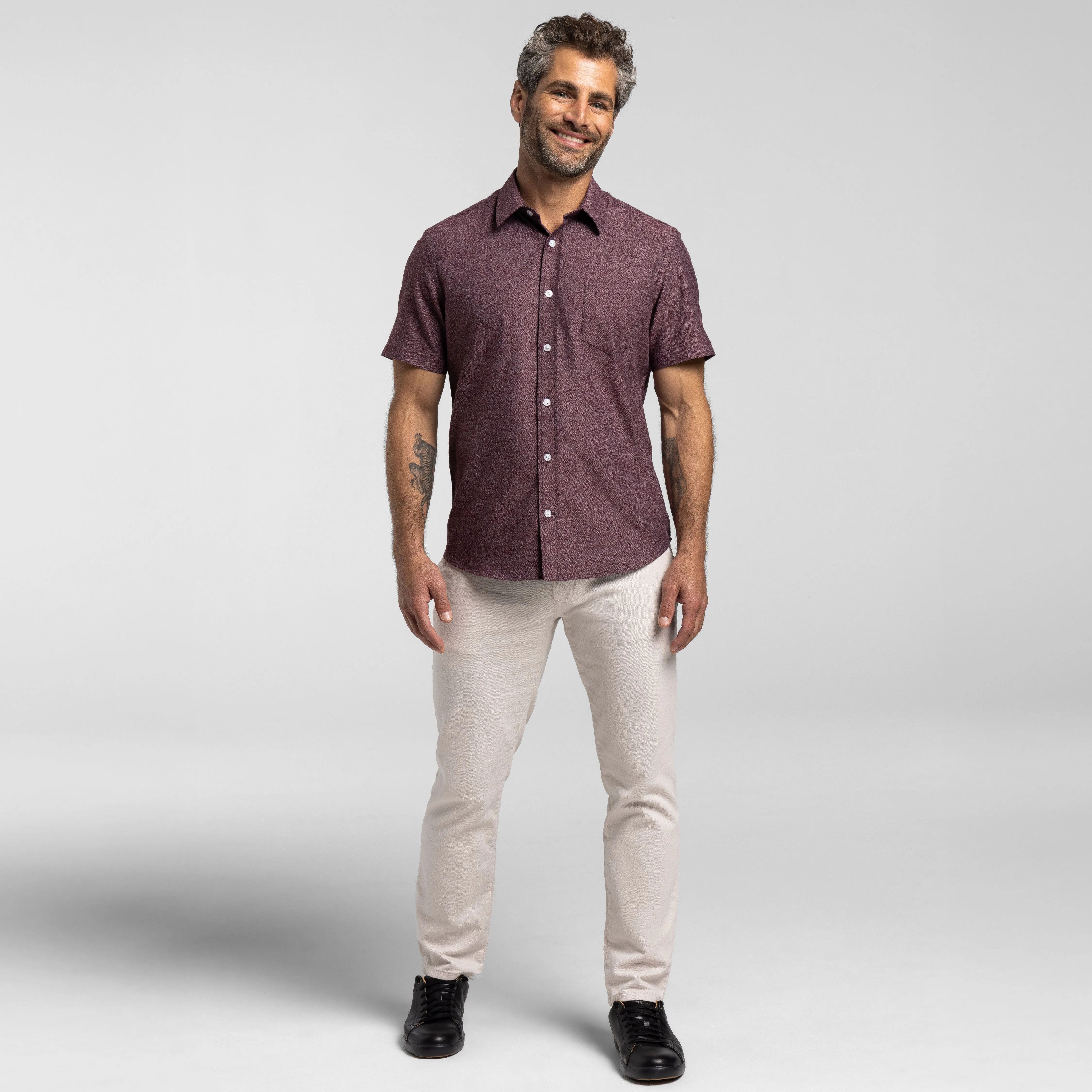 Heather Burgundy Short Sleeve Shirt sold by Ash & Erie product image thumbnail 2
