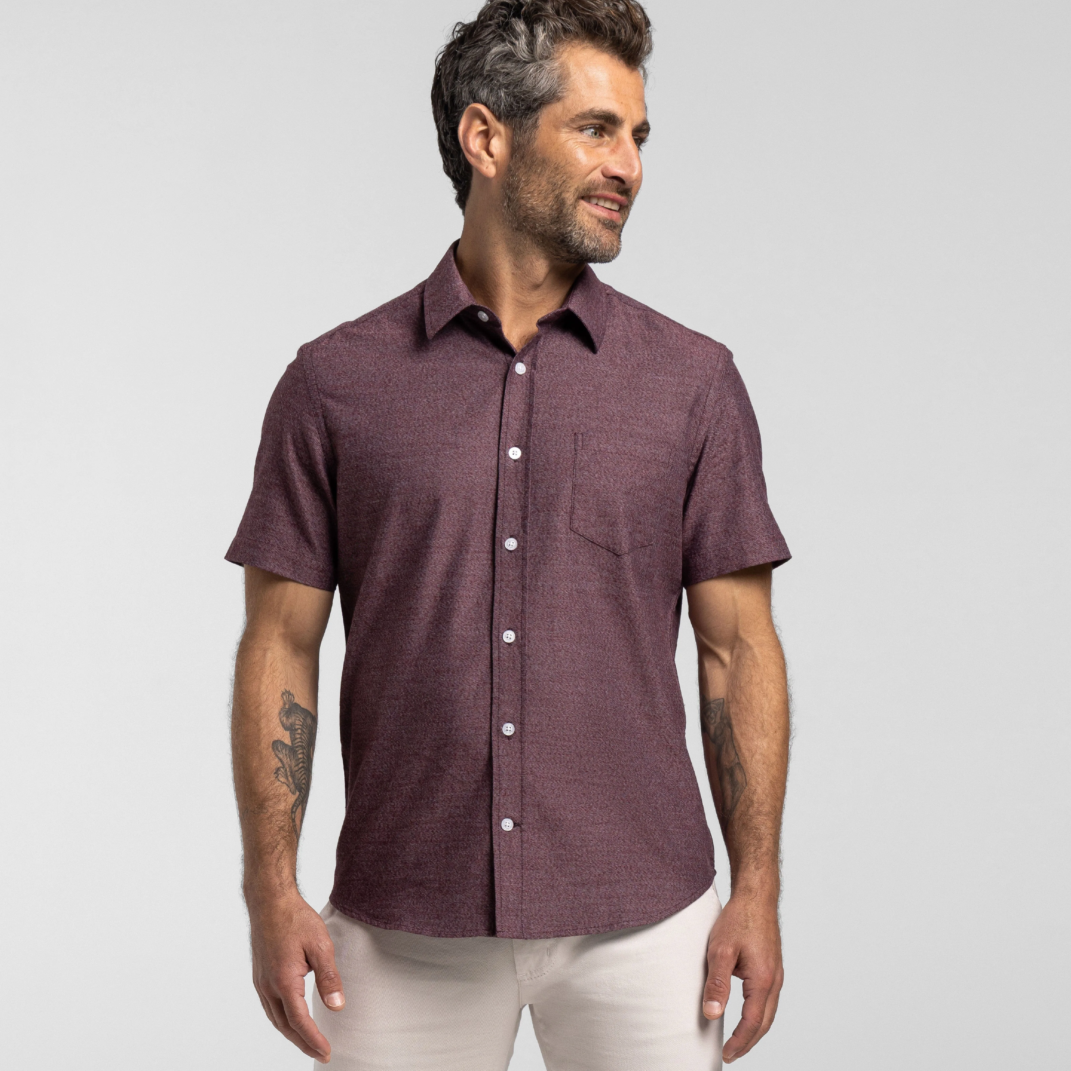 Heather Burgundy Short Sleeve Shirt sold by Ash & Erie