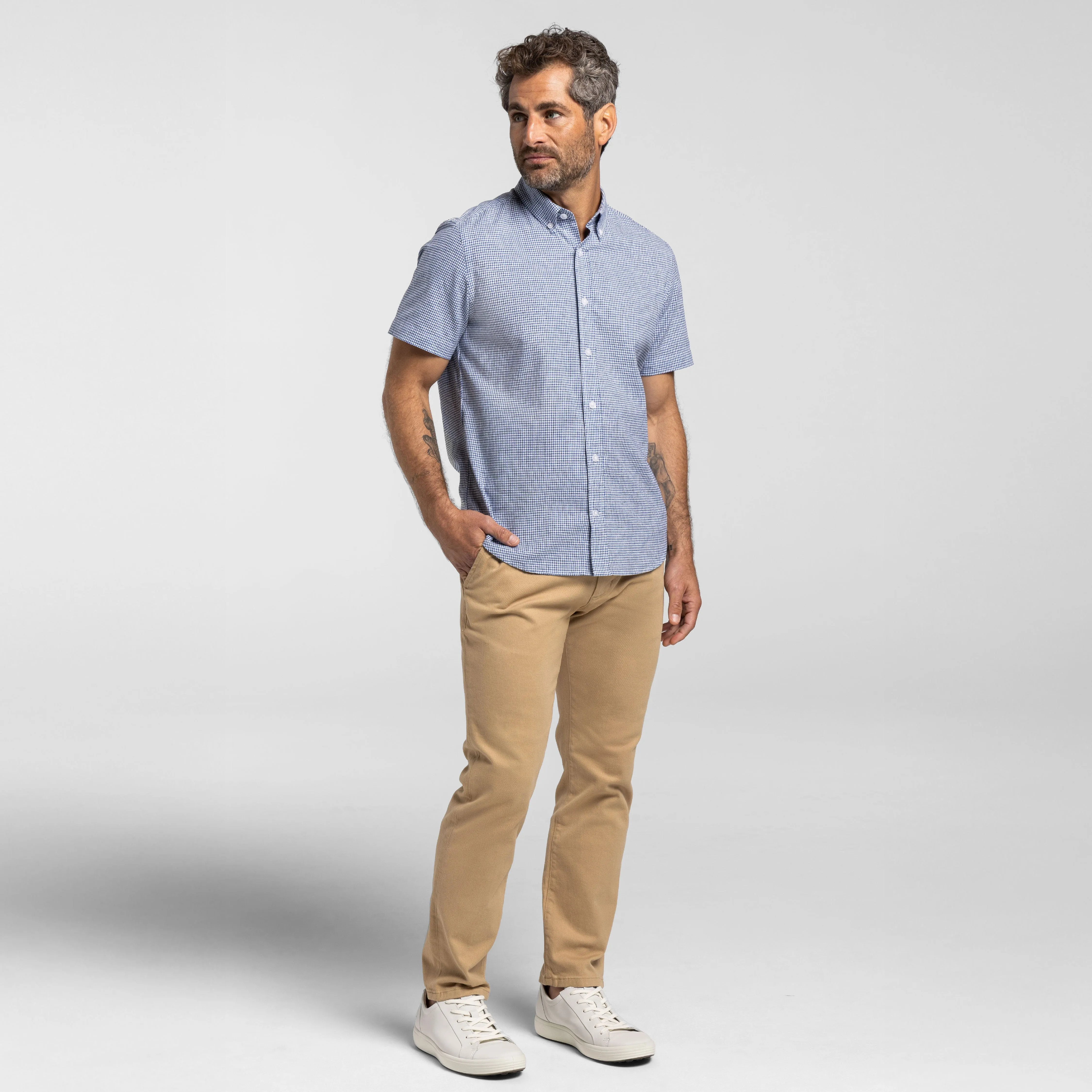 Irving Blue Check Short Sleeve Shirt sold by Ash & Erie product image thumbnail 2
