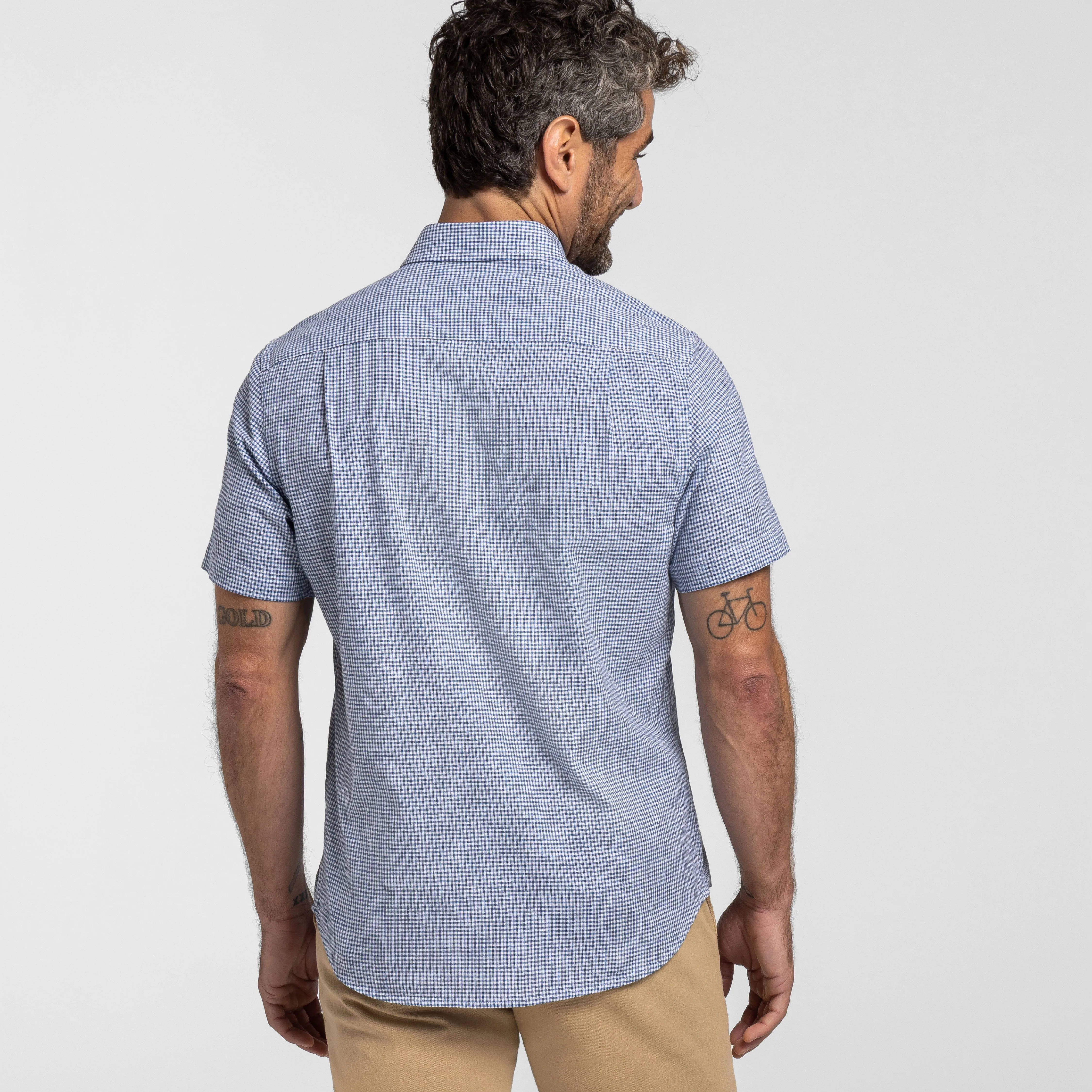 Irving Blue Check Short Sleeve Shirt sold by Ash & Erie product image thumbnail 3