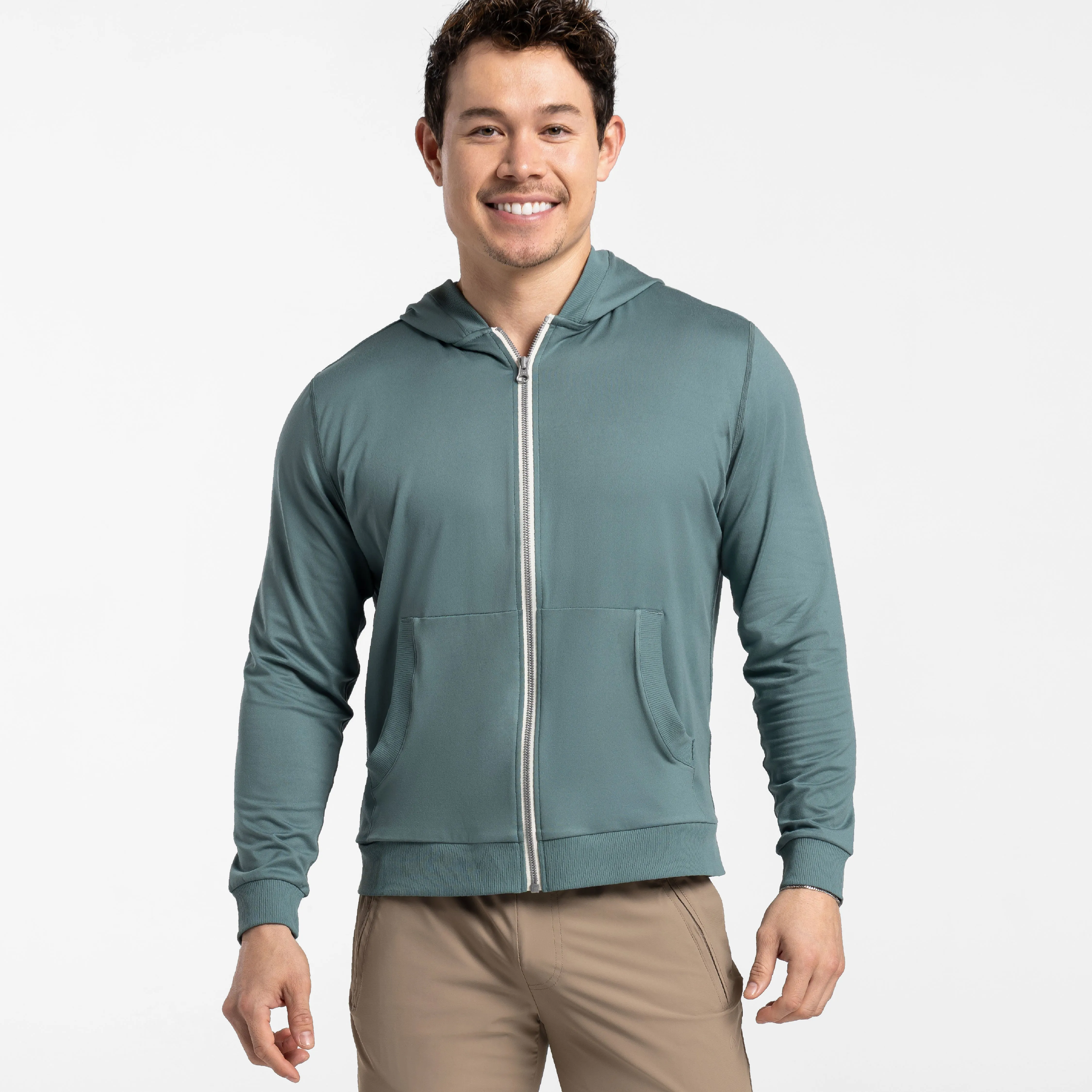 Slate CloudFlex Performance Full-Zip Hoodie sold by Ash & Erie