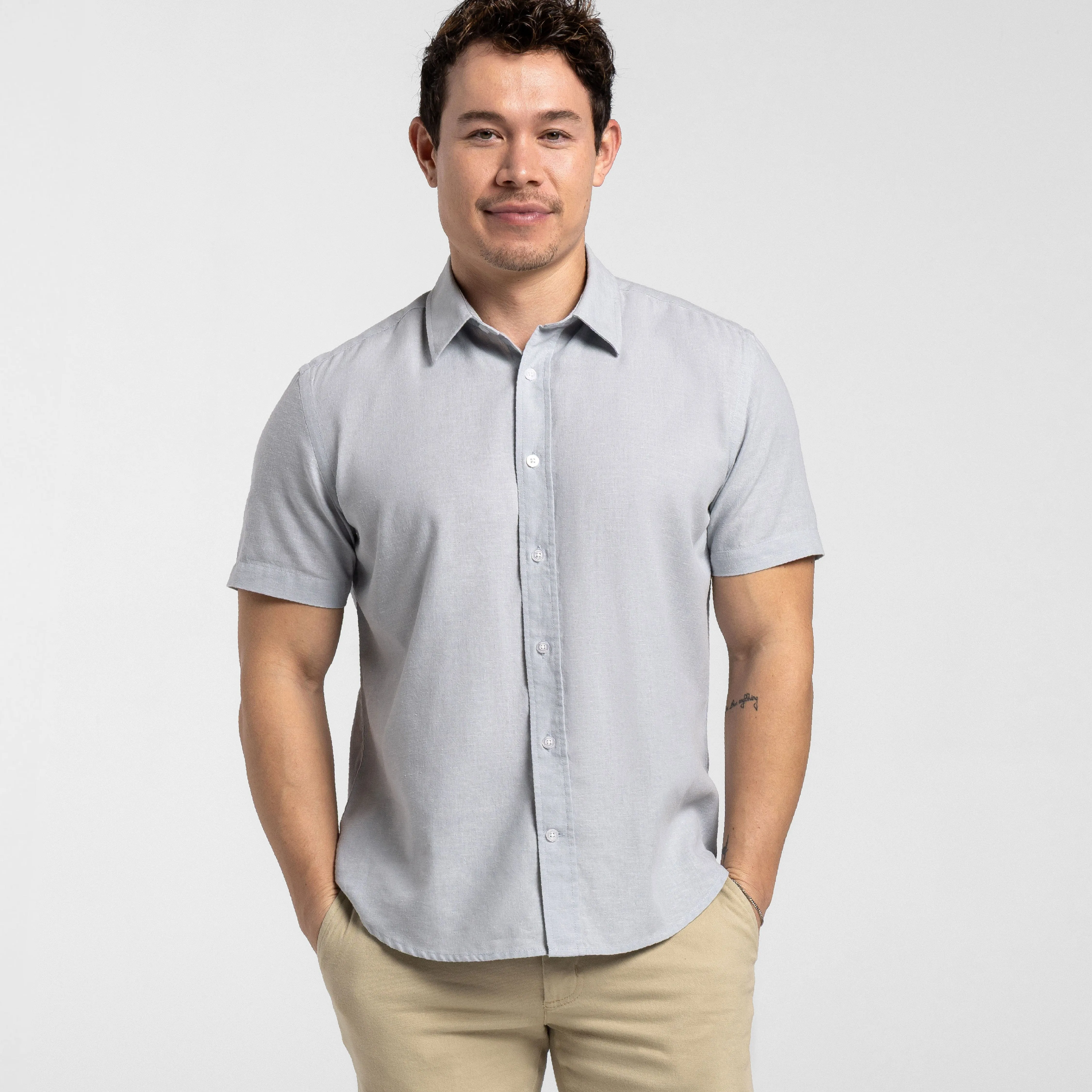 Muted Green Linen Short Sleeve Shirt sold by Ash & Erie