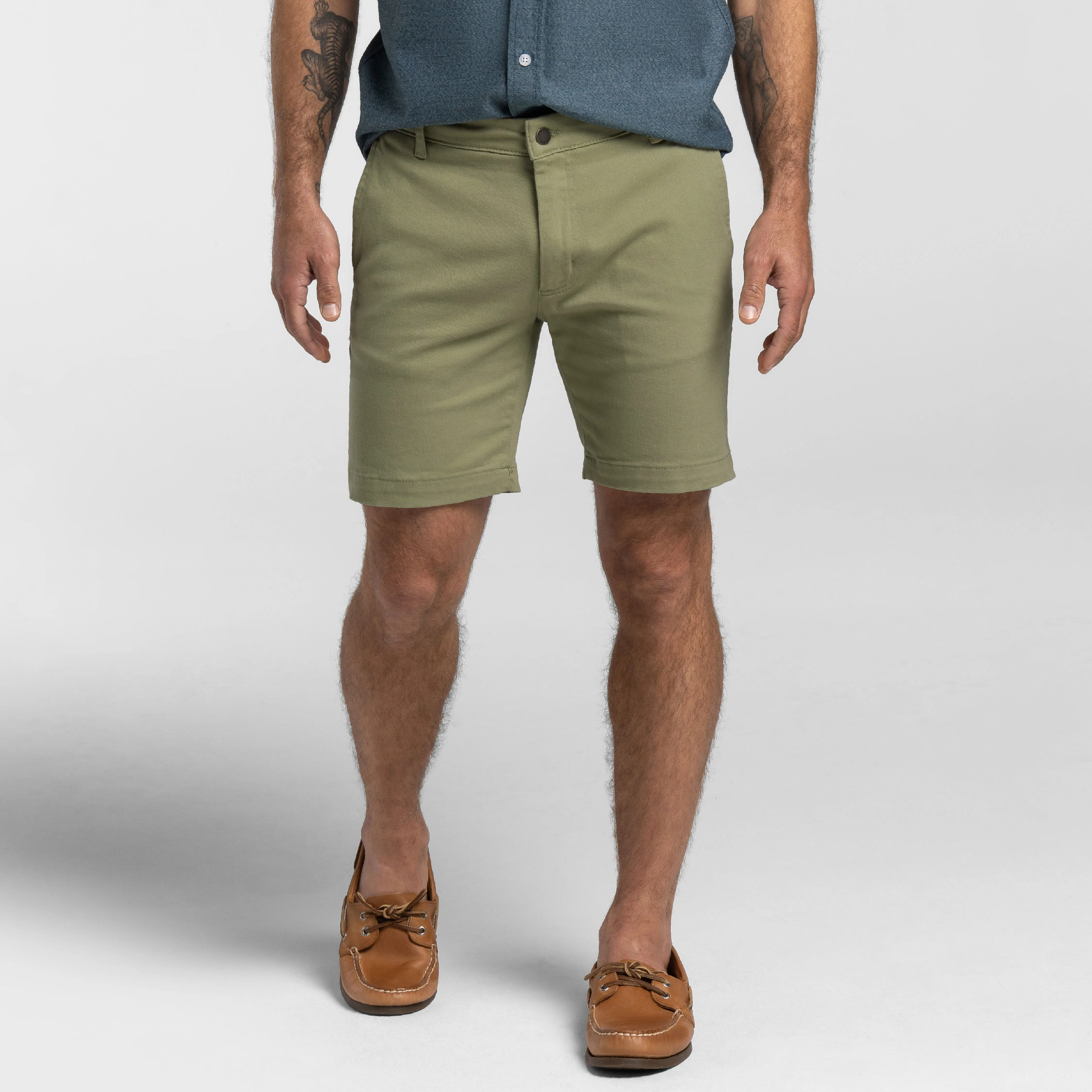 Pistachio Stretch Washed Chino Short sold by Ash & Erie