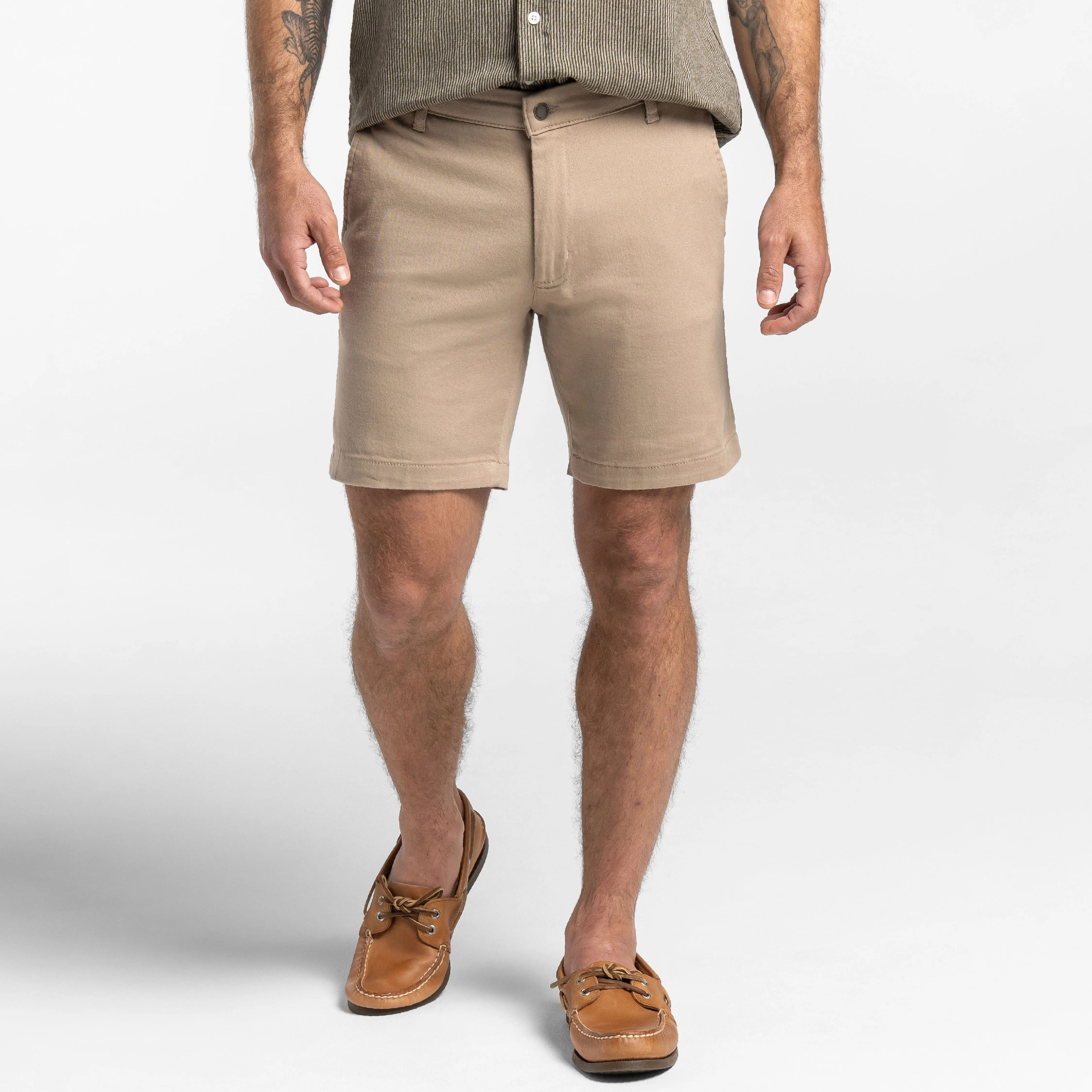 Teak Stretch Washed Chino Short sold by Ash & Erie